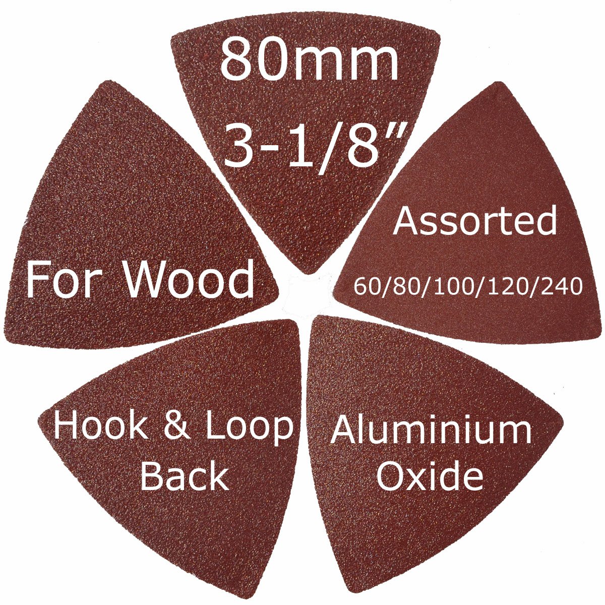 XXGO 105-Piece Triangular Sanding Pads Kit - 3-1/8 Inch (80mm) Multi-Grit Sandpaper (60/80/100/120/240) with 5 Durable Sanding Pads - Perfect for Woodworking, Metal Polishing & DIY Home Projects