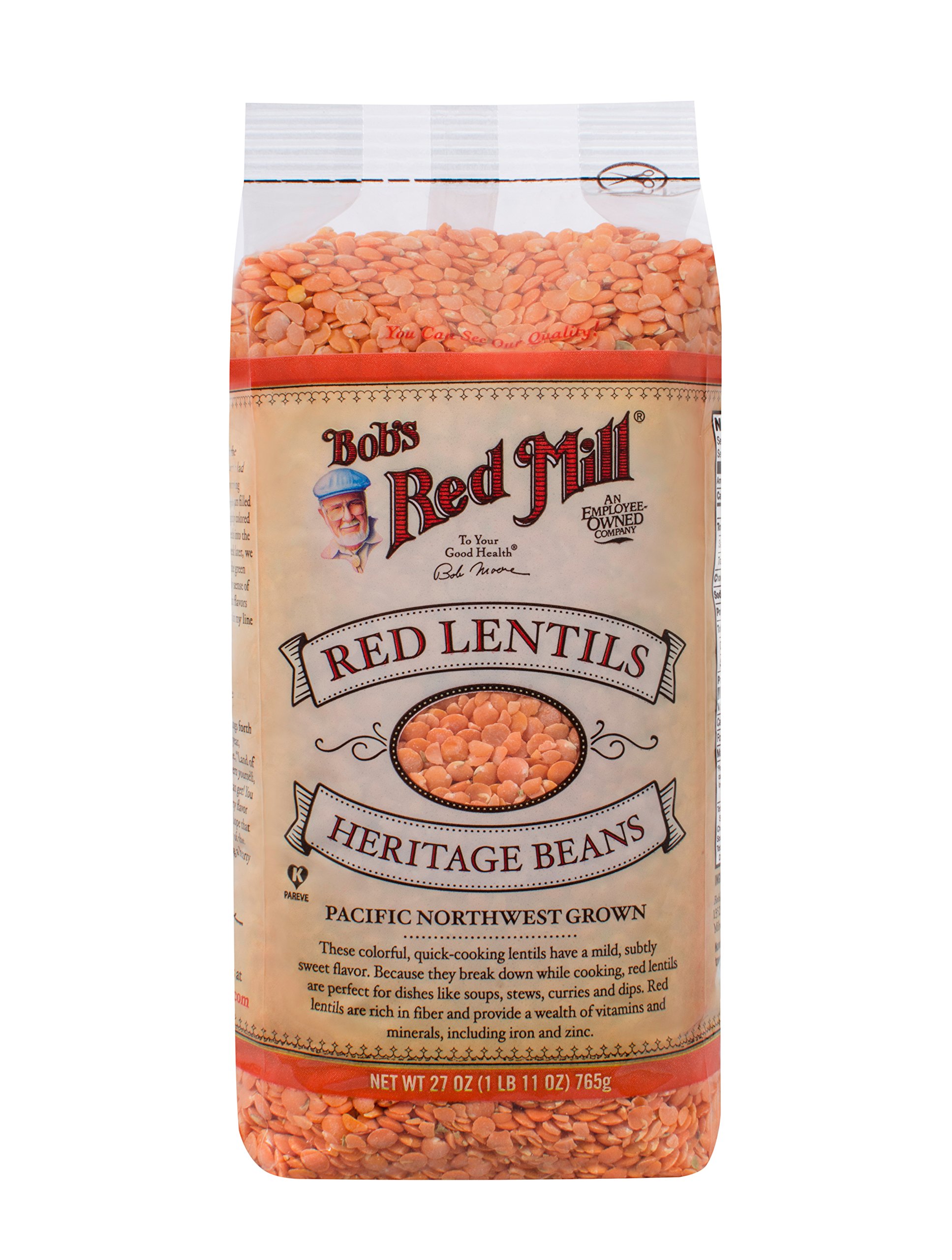 Bob's Red Mill Red Lentil Beans - 27 Oz (4 Pack) | High-Protein, Gluten-Free Lentils for Soups, Stews & Vegan Recipes | Bulk Pantry Staples & Meal Prep Essentials