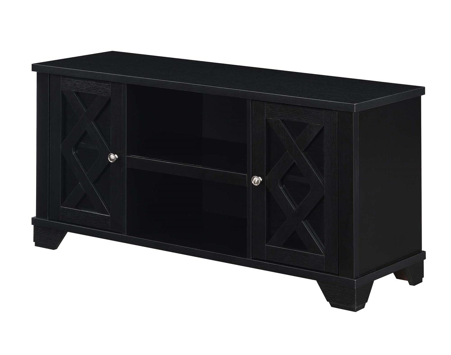 Convenience Concepts Gateway 47.25 Inch TV Stand - Traditional Black Entertainment Center with Storage Cabinets & Shelves for Living Room, Office | Perfect for Family Movie Nights & Home Theater Setup