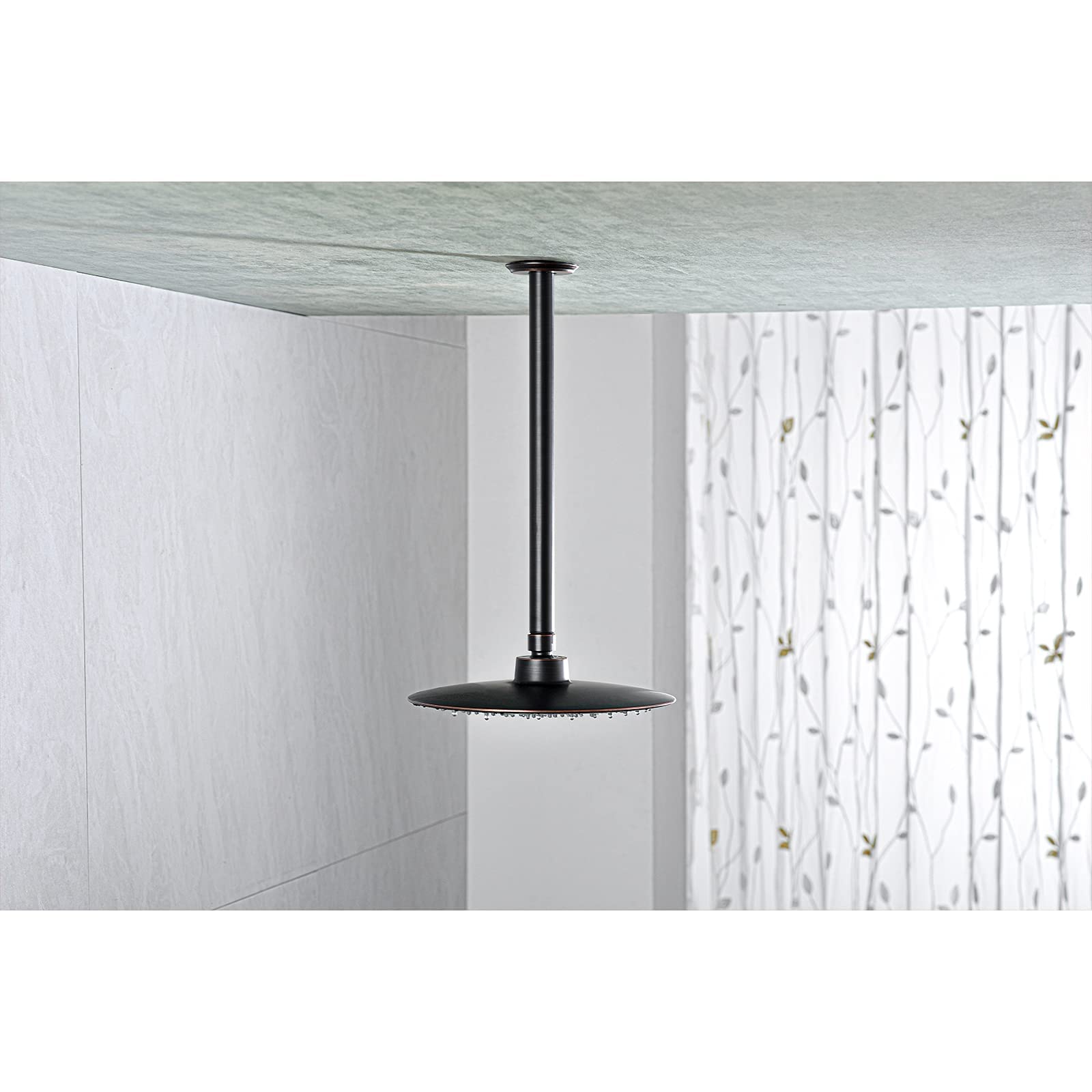 12 Inch Oil Rubbed Bronze Ceiling Mount Shower Arm with Flange - Heavy Duty Rain Shower Head Extension Pipe for Luxurious Bathroom Upgrade (Perfect for Spa-Like Shower Experience)