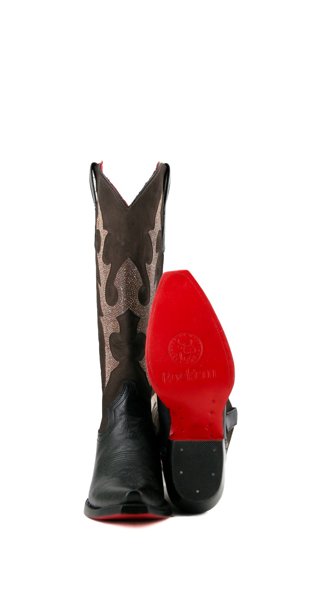 Makayla Red Bottom Snip Toe Midi Wide Calf Cowgirl Boots for Women - Western Style Ankle Booties for Country Dancing, Rodeo & Fashion Outfits