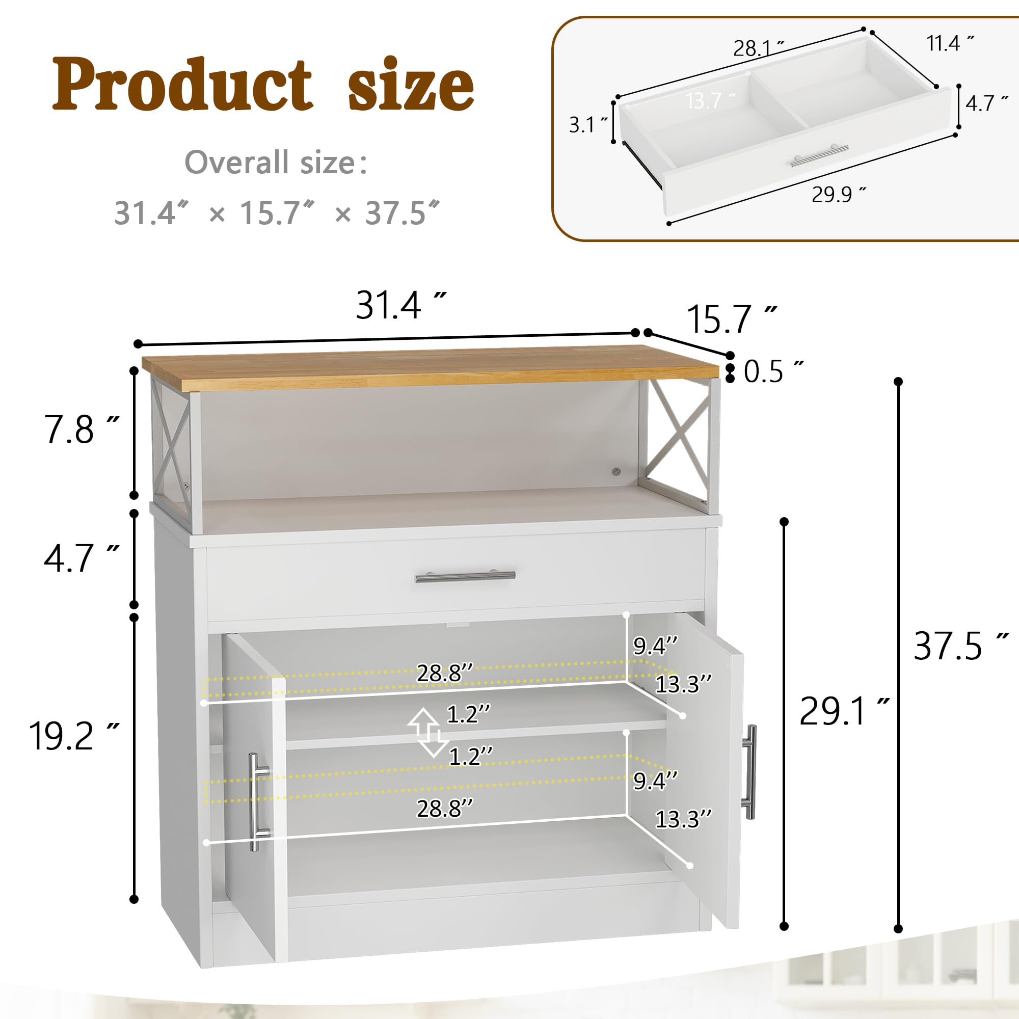 Modern Farmhouse Sideboard Buffet Cabinet - 32