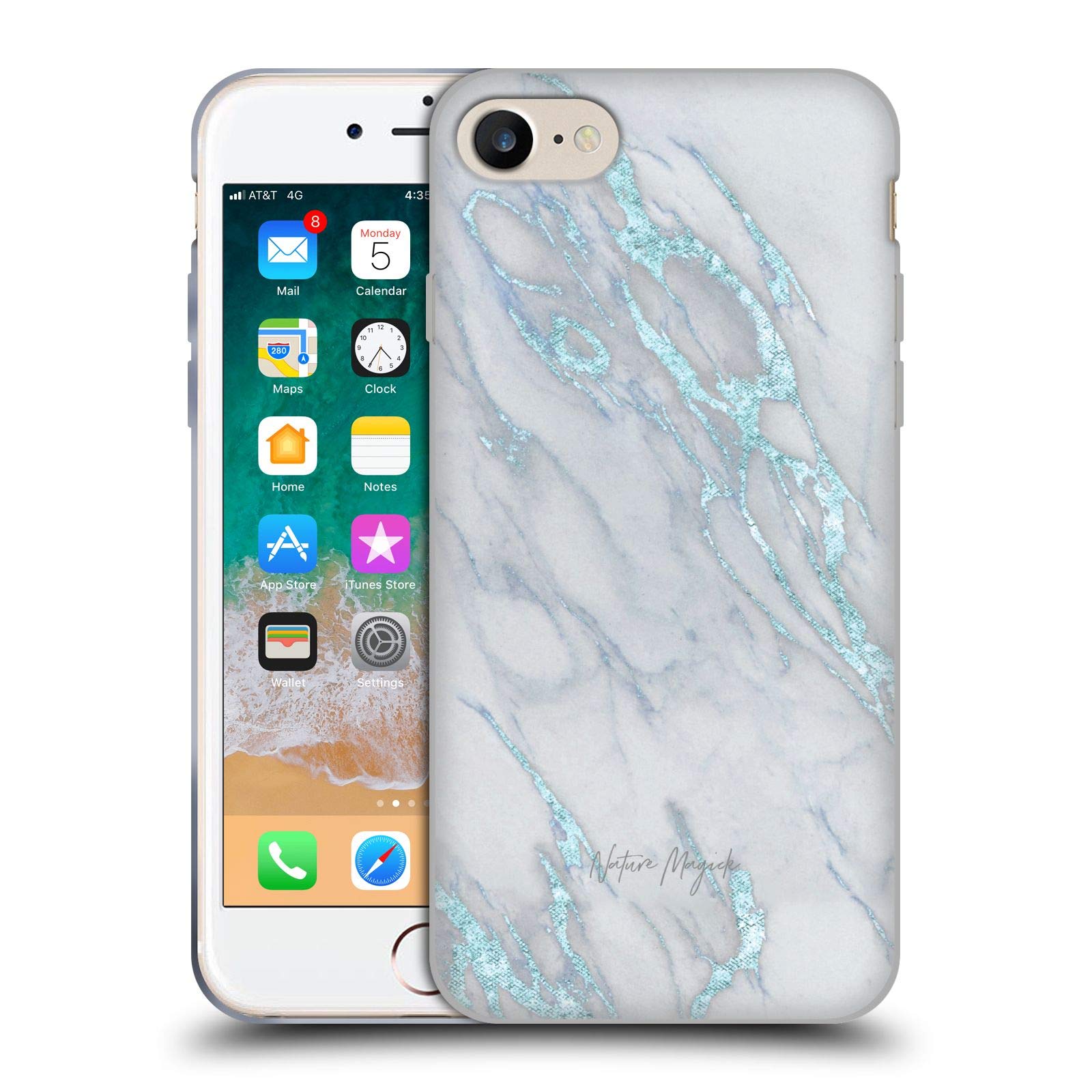 Head Case Designs Nature Magick Blue Marble Metallics Soft Gel Case for iPhone 7/8/SE 2020 & 2022 - Officially Licensed Protective Cover for Everyday Use & Travel