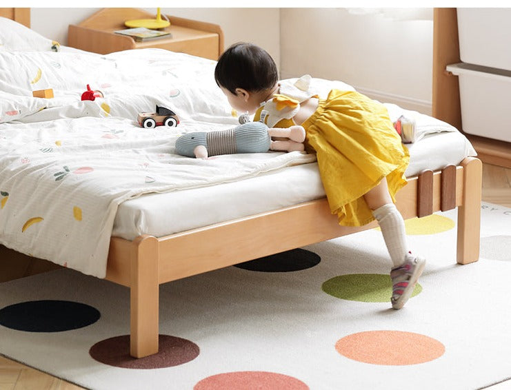Kids Wooden Bed with Night Light - Beech & Poplar Little House Design with 15-Minute Auto Light Off - Perfect for Bedrooms, Playrooms & Cozy Sleep Spaces