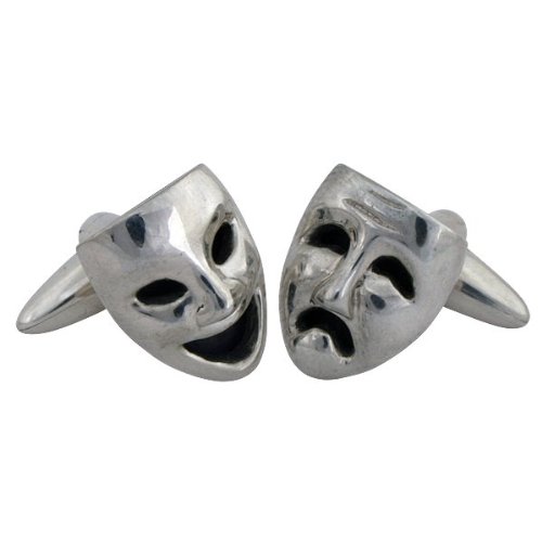 Elegant Sterling Silver Theater Mask Cufflinks - Perfect for Weddings, Gala Events & Formal Occasions
