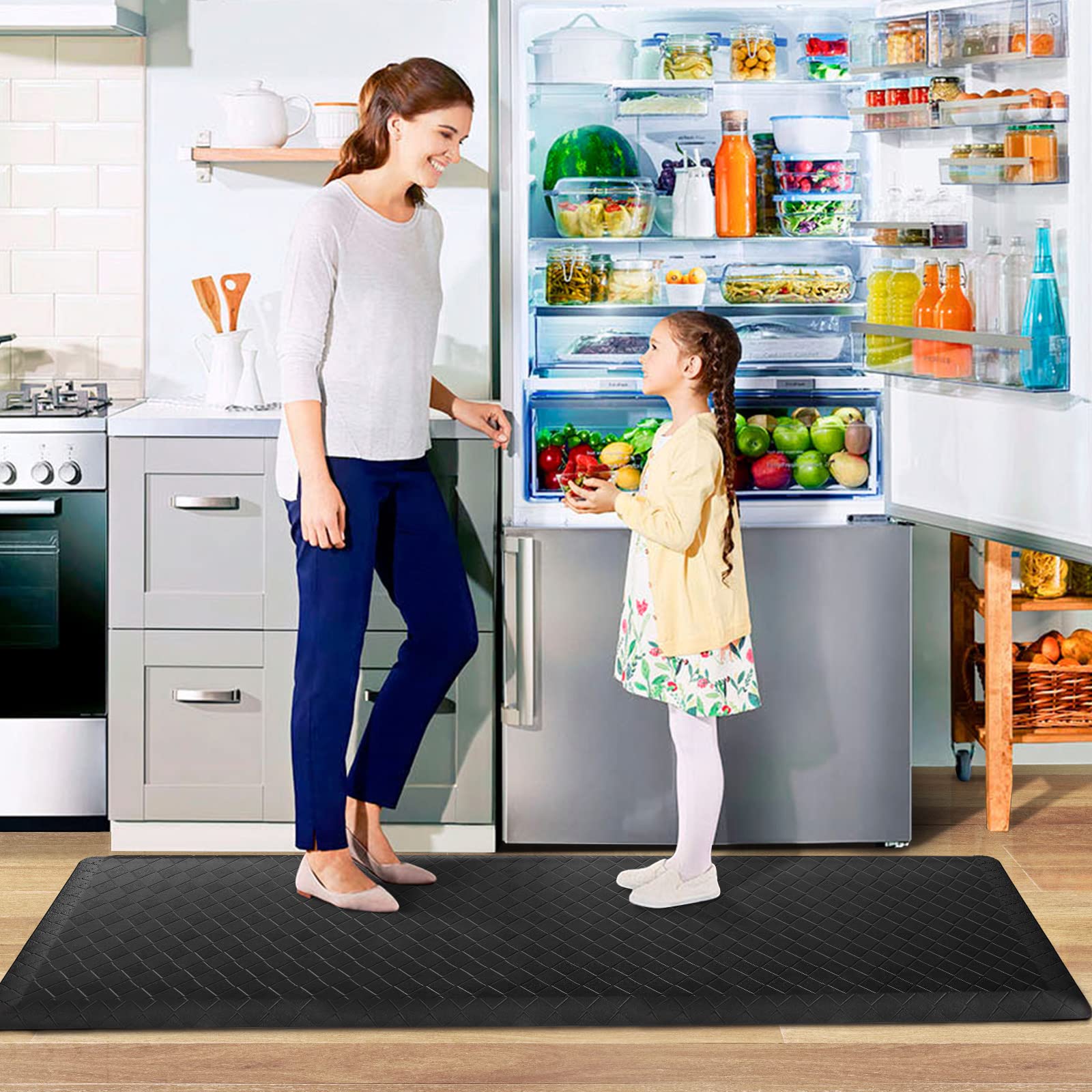 **HappyTrends Anti-Fatigue Kitchen Floor Mat - 5/4 Inch Thick, Waterproof Non-Slip Rug for Standing Comfort - Heavy Duty Ergonomic Mat for Kitchen, Office, Sink - Perfect for Cooking, Dishwashing & Long Work Hours**