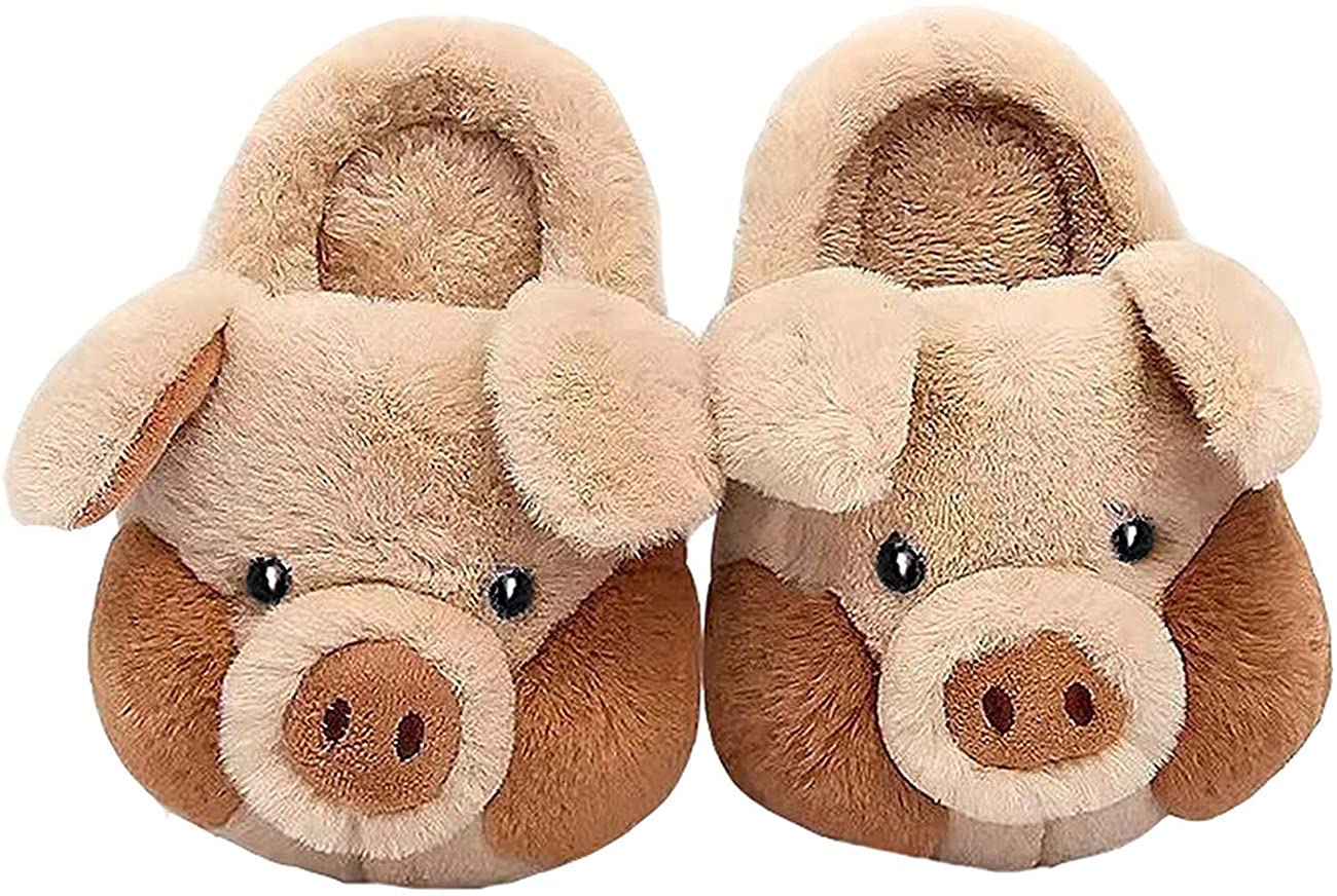 Fluffy Fuzzy Furry Pig Slippers for Adults - Warm Winter Cartoon Pig House Shoes - Cozy Plush Animal Slippers for Women, Men & Kids - Perfect for Indoor Lounging, Gift Giving & Holiday Comfort