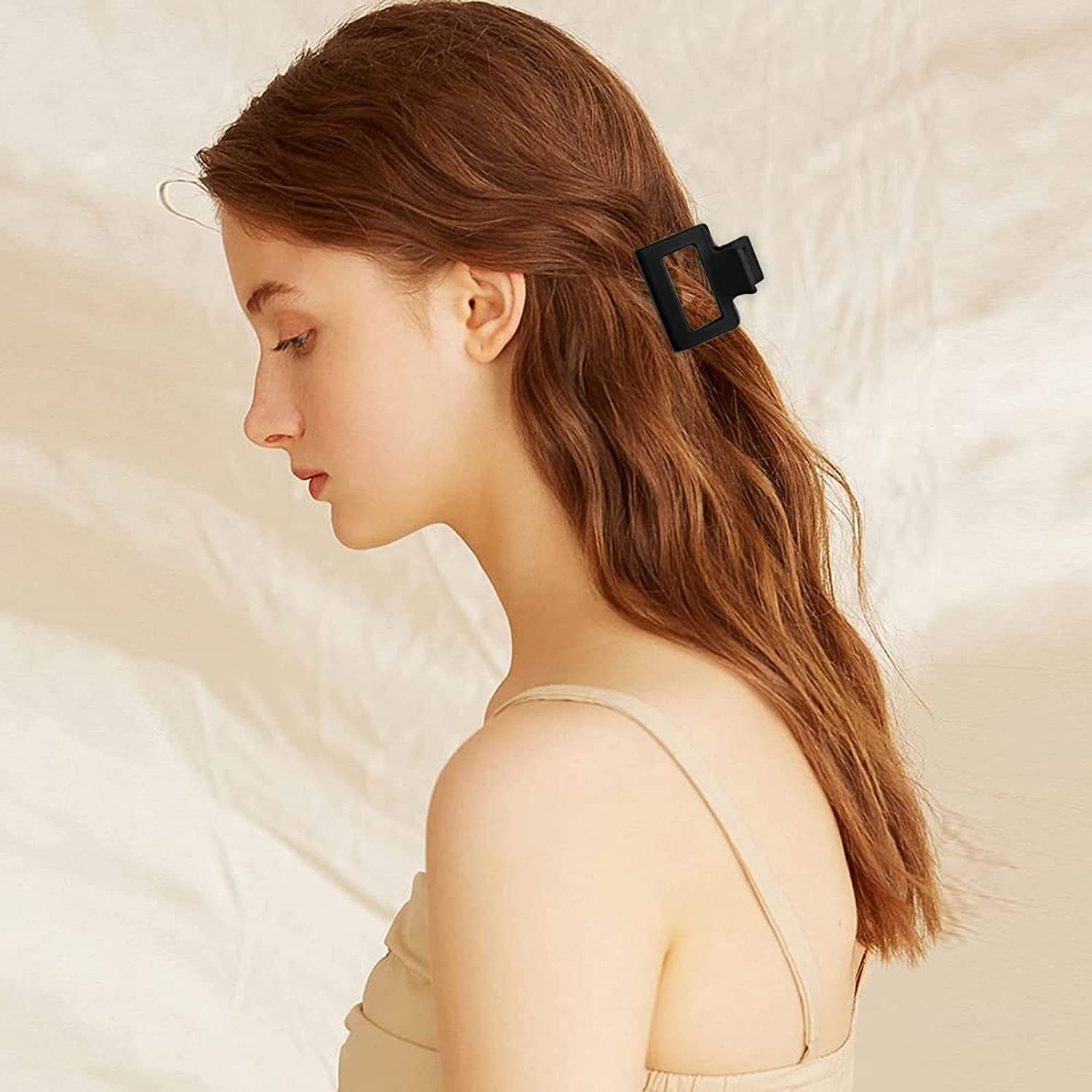 4Pcs Medium Hair Clips - Square Matte Non-Slip Claw Clips for Women & Girls, Strong Hold Rectangle Jaw Clips for Long or Short Hair - Perfect for School, Work, Gym & Daily Styling