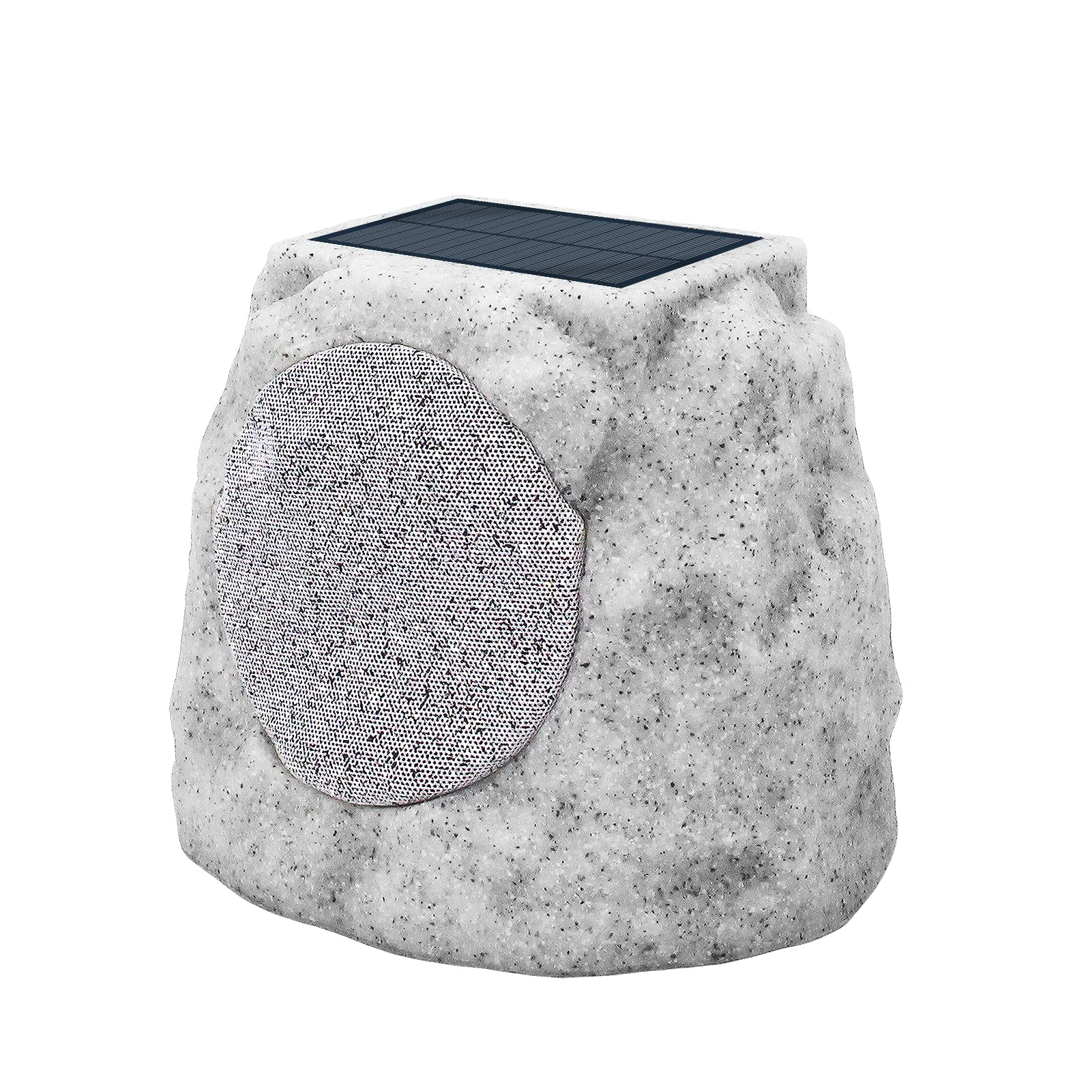 Solar-Powered Outdoor Rock Speaker - Waterproof Wireless Bluetooth Portable Speaker with 7 Color LED Lights for Patio, Garden, Pool Party, Backyard, Deck - Perfect for Outdoor Entertainment & Nighttime Ambiance (Light Grey)