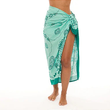 Mint Green Bali Swim Sarong - Lightweight Beach Cover Up Pareo for Women, Tropical Vacation Wrap, Poolside Lounge, Summer Boho Fashion Accessory