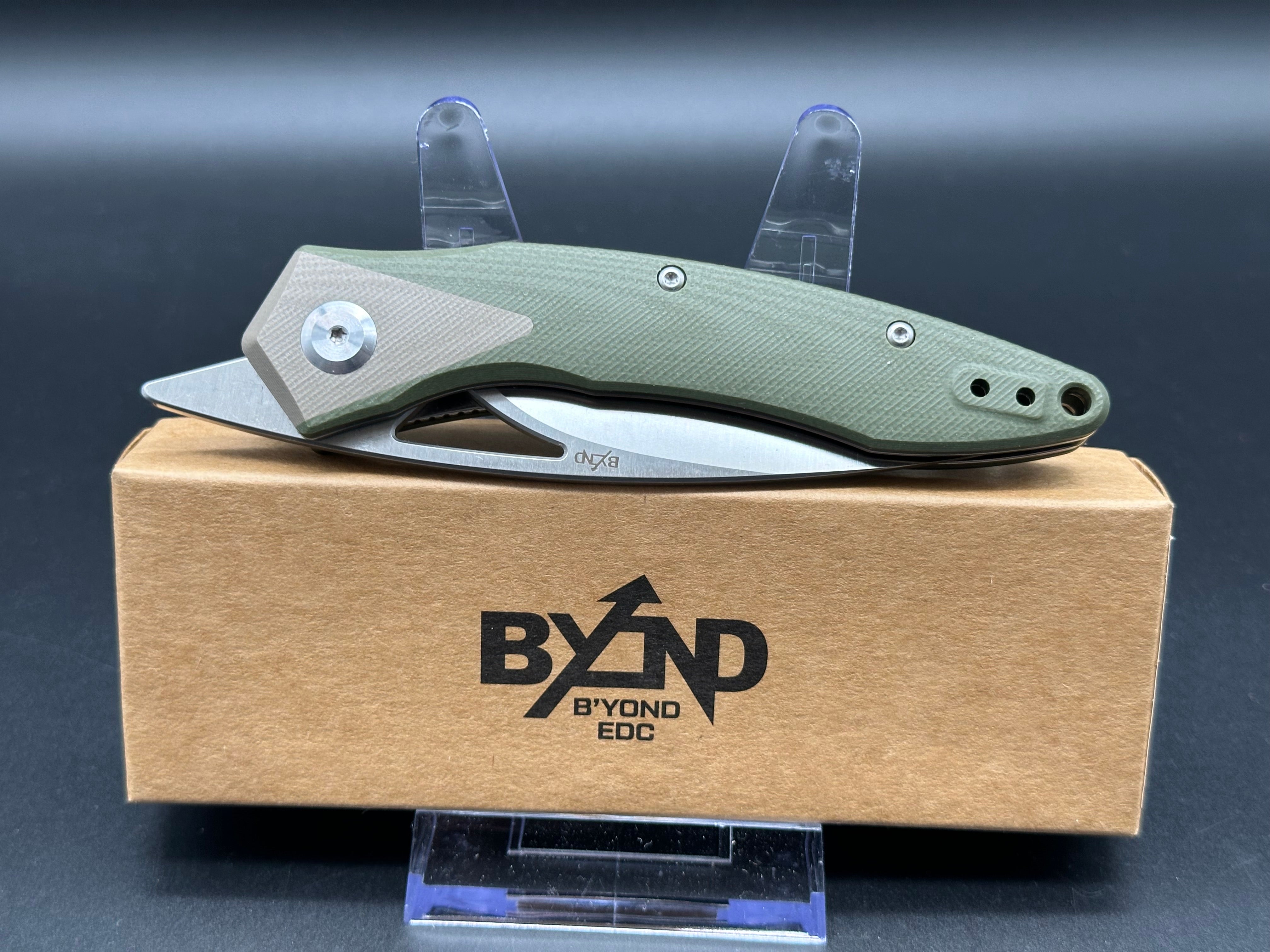BEYOND EDC GEO Green G10 Handle VG-10 Wharncliffe Plain Edge Knife - Outdoor, Camping, Survival & Everyday Carry Tool