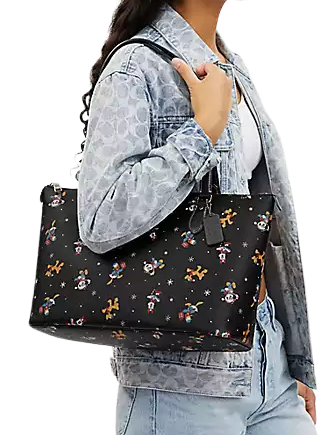 Coach Disney X Coach Gallery Tote Bag with Holiday Print - Stylish Crossbody Handbag for Women, Perfect for Christmas Gifts, Travel & Daily Use