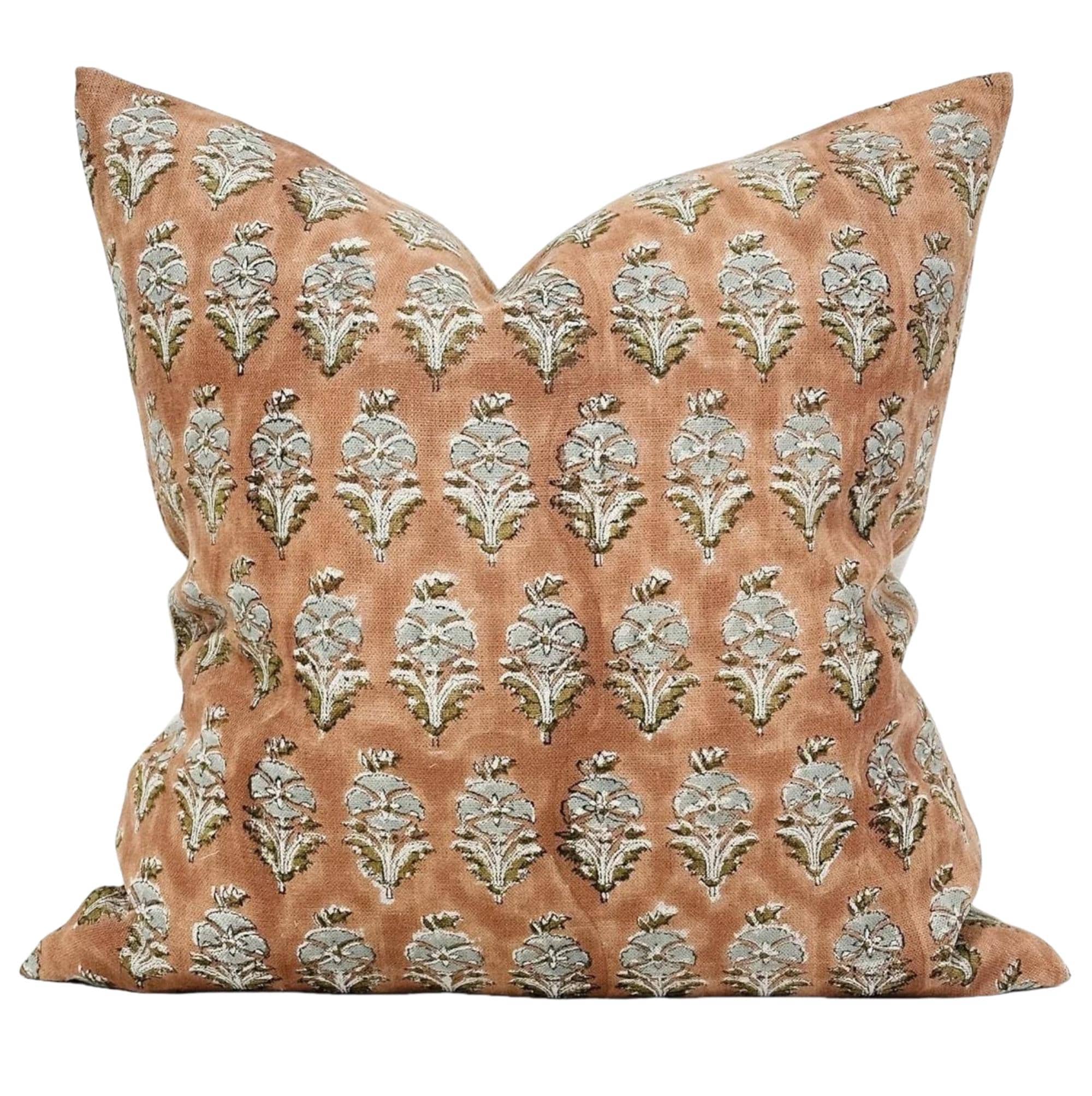 Stylish Ferndale Floral Block Print Pillow Cover - Bohemian Home Decor for Living Room, Bedroom & Sofa