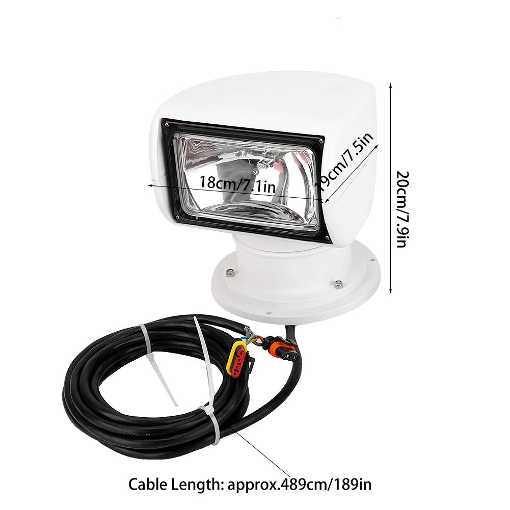 12V 100W Marine LED Searchlight - 2500Lm Waterproof Remote Control Spotlight for Boats, Trucks & Cars | Durable Navigation Light for Night Fishing, Offshore Cruising & Emergency Situations