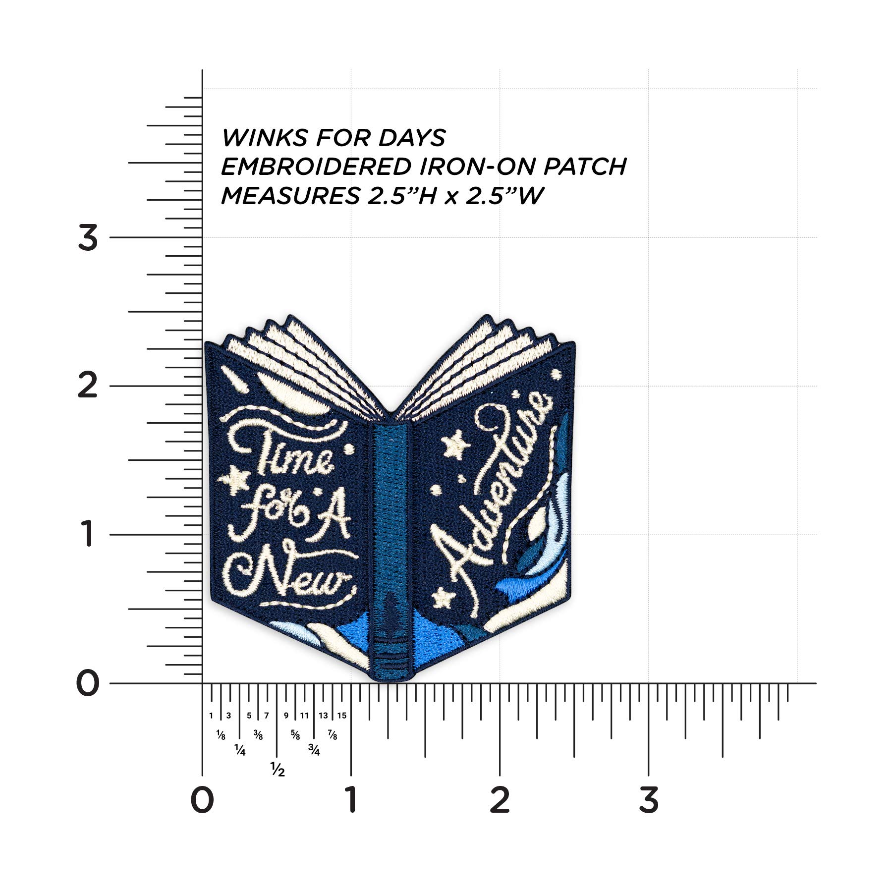 Winks For Days Adventure Book Embroidered Iron-On Patch for Jackets, Backpacks & DIY Crafts - Perfect for Book Lovers & Travel Enthusiasts