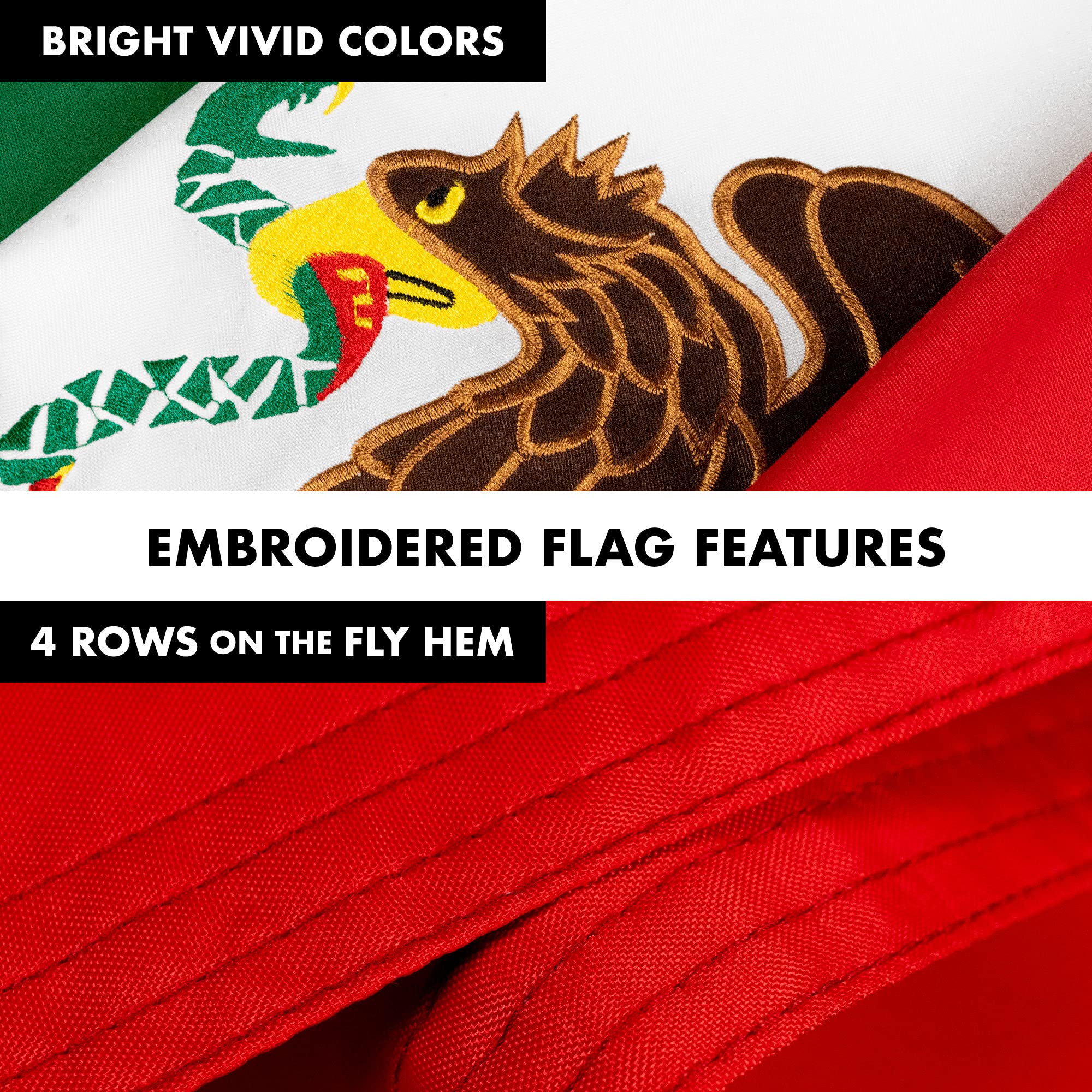 5FT Spinning Flagpole with 2x3FT Double Sided Mexico Flag - Heavy Duty Aluminum Pole with Brass Grommets for Outdoor, Garden, and Patriotic Decor (Black)