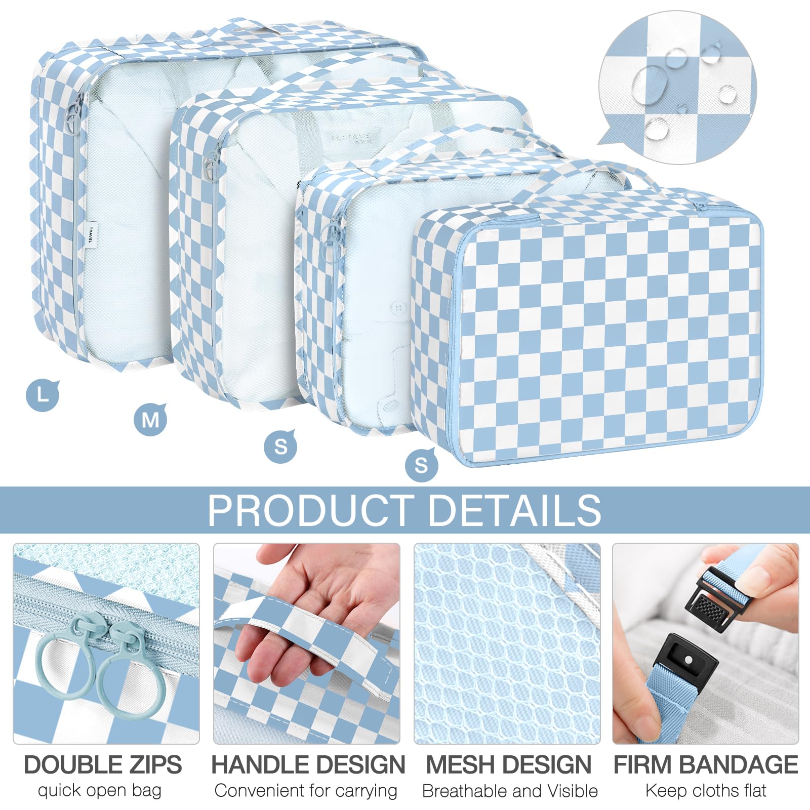 KPX 8-Piece Travel Packing Cubes Set - Luggage Organizers with Large Toiletries Bag for Clothes, Shoes & Cosmetics | Perfect for Vacation, Business Trips & Weekend Getaways