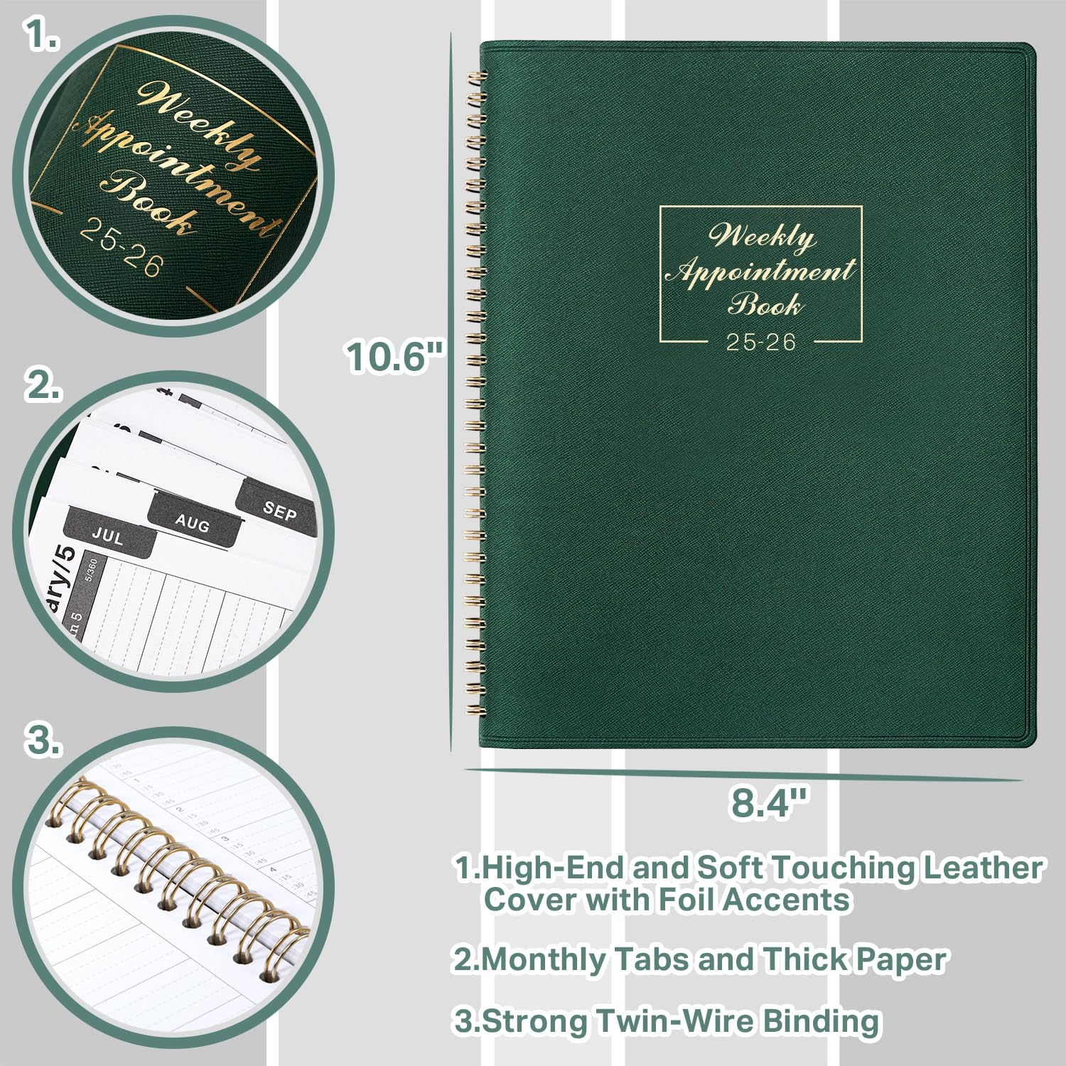 2025-2026 Academic Planner - July 2025 to June 2026 Appointment Book, A4 Weekly & Hourly Planner with 15-Minute Time Slots, Soft Leather Cover (21.8 x 29 cm) - Perfect for Students, Teachers & Professionals
