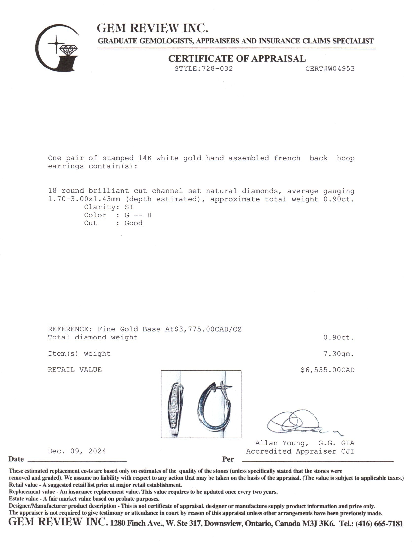 14K White Gold Diamond Oval Hoop Earrings | 0.90ctw Total Weight | Elegant Dangle Earrings for Women | Perfect for Weddings, Parties & Special Occasions