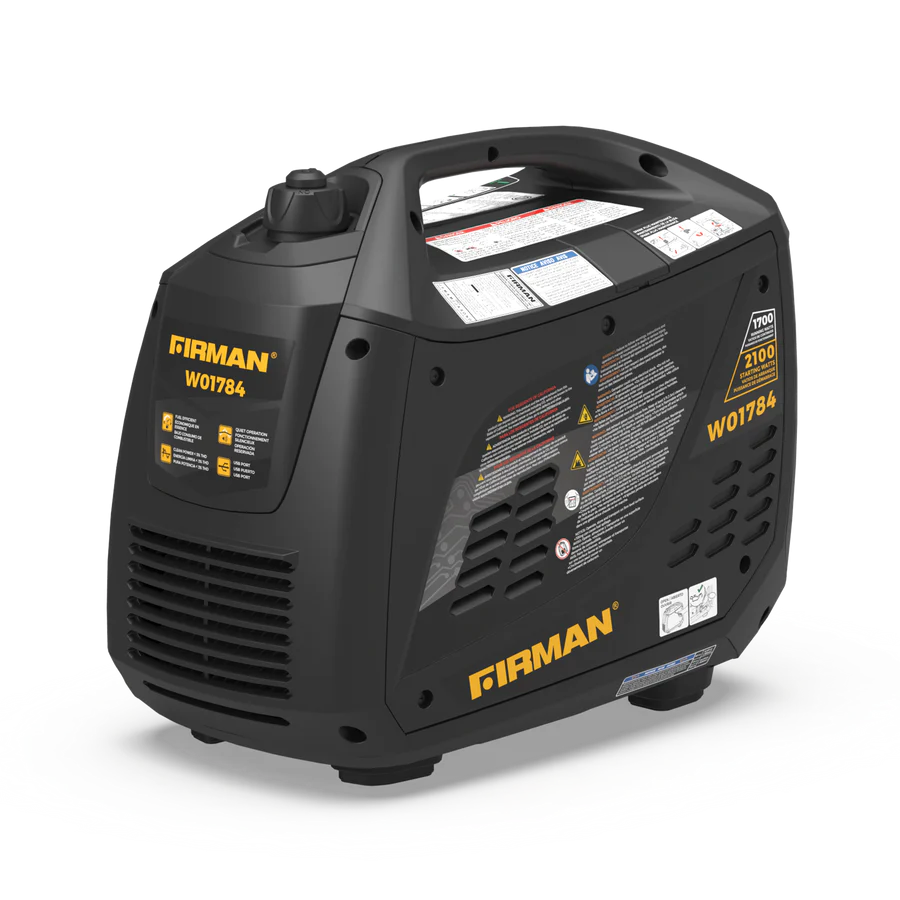 Firman W01784F 1700W/2100W Gas Inverter Generator - 30 Amp Low THD Portable Power for Camping, RV & Emergency Backup | Manufacturer RFB