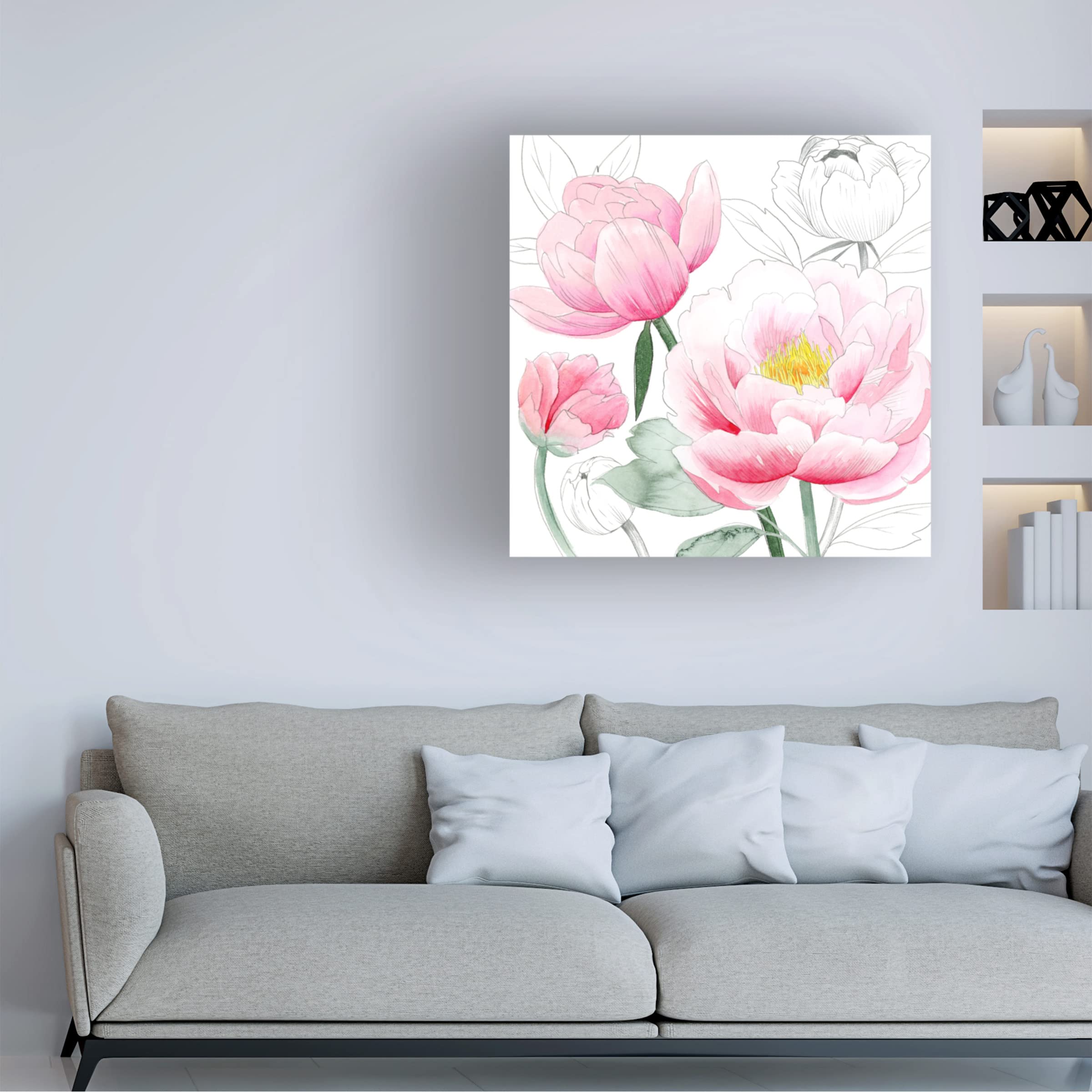 Grace Popp 'May Peonies I' Floral Canvas Wall Art Print - Handmade Home Decor for Living Room, Bedroom & Office - Perfect Gift for Housewarming & Mother's Day