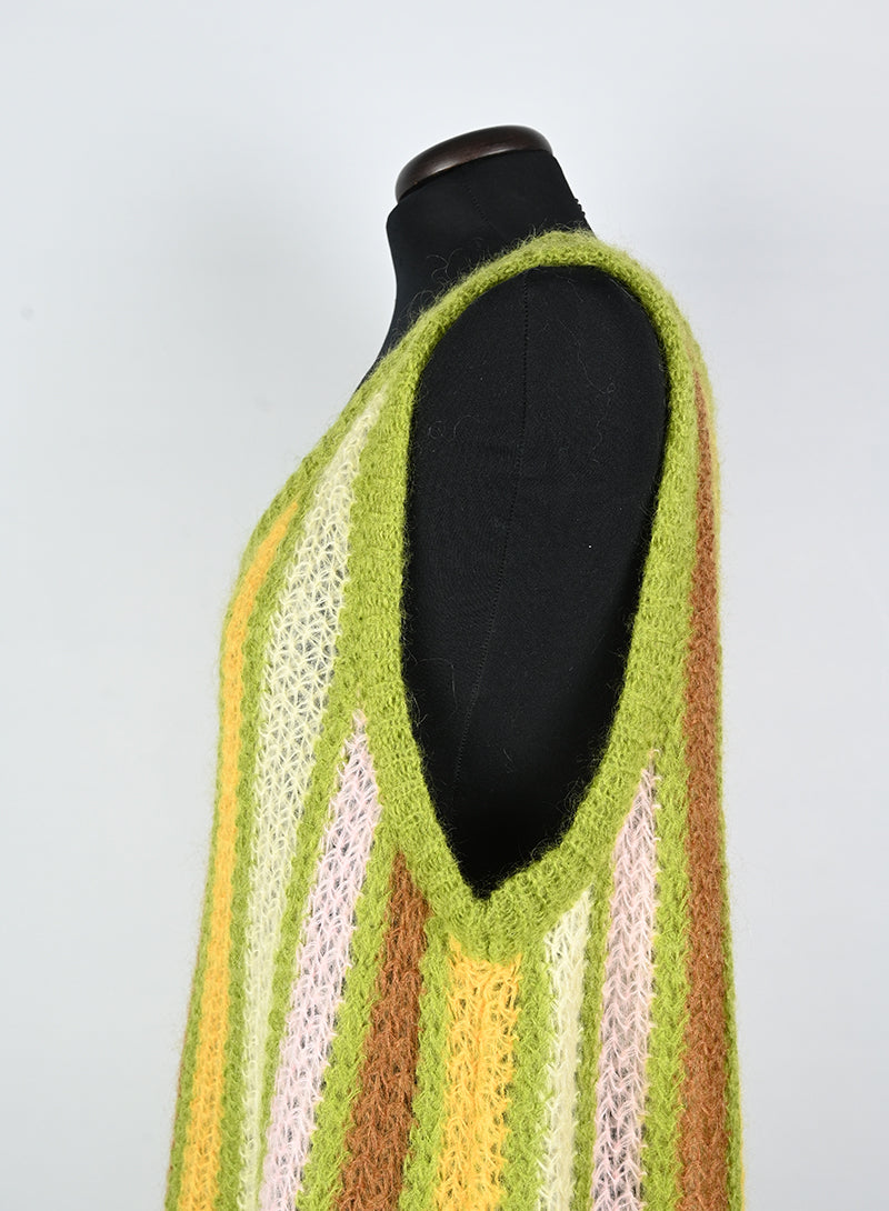 Miu Miu Green Striped Wool Gilet Size 40 - Women's Fashion Vest for Office & Casual Wear