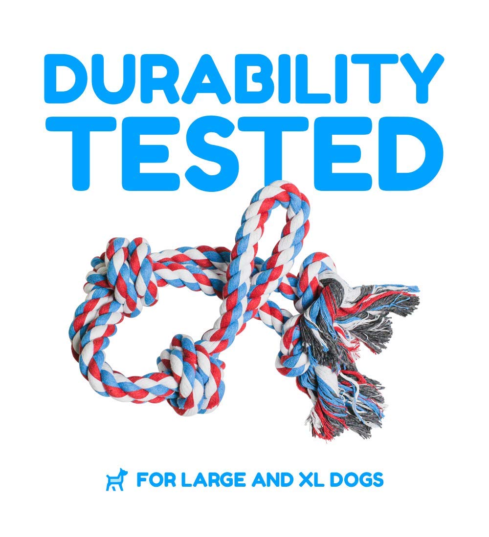 XL Nearly Indestructible Dog Rope Toy for Aggressive Chewers - Tough Tug of War Dog Toy for Large Dogs - Supports Non-Profit Dog Rescue - Perfect for Outdoor Play and Indoor Training, Red