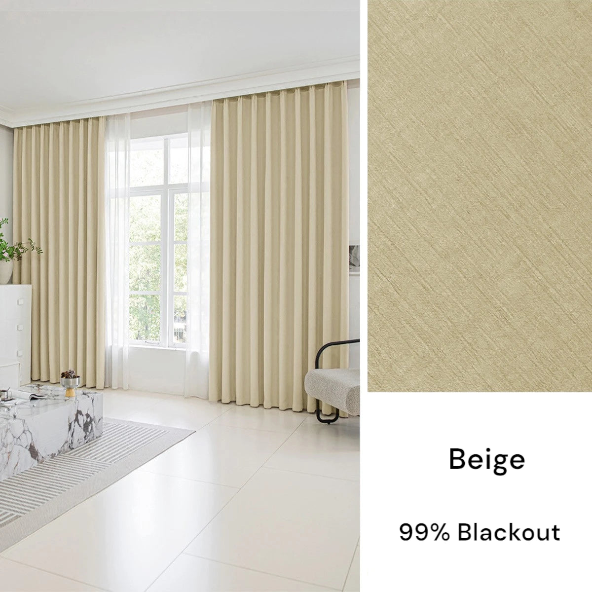 Rachel Textured Chenille Blackout Curtains for Bedroom - Thermal Insulated Noise Reducing Window Drapes, Custom Size Available, Perfect for Nursery, Living Room & Home Theater