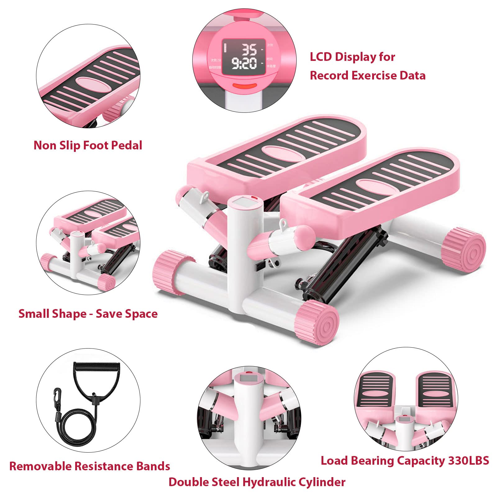 Portable Stepper Machine for Home & Office Workout - Mini Stair Climber Exercise Equipment for Cardio, Leg & Glute Training - Perfect for Small Spaces, Desk Workouts & Home Gym Fitness