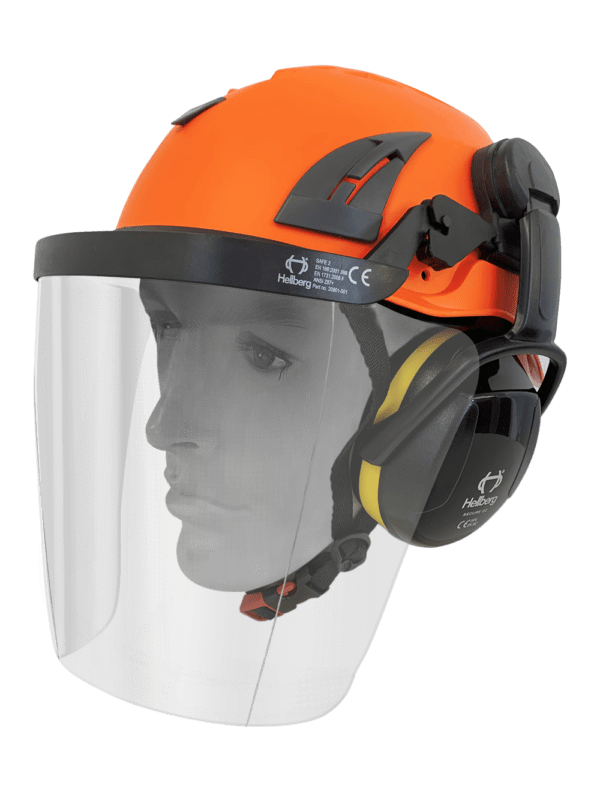 Armor Industrial Safety Helmet with Hellberg Earmuffs, Carrier & Clear Visor Kit - EN397 Certified for Construction, Mining & Heavy Industry Work