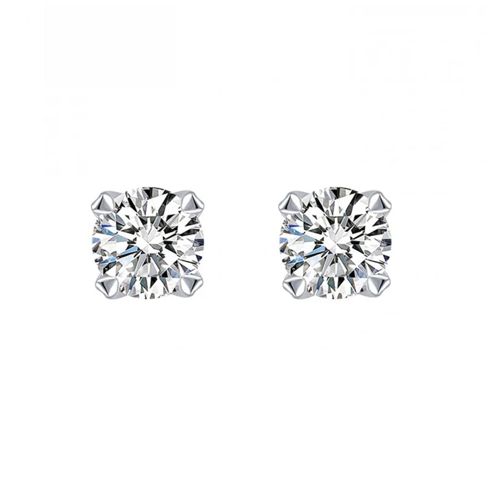 Platinum Plated Solitaire Diamond Pendant Necklace Set for Women - 14K White Gold Jewelry Gift for Her - Elegant Bridal, Anniversary & Birthday Present