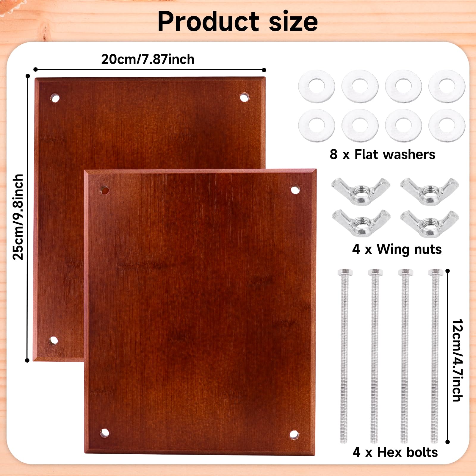 Wooden Book Press for Bookbinding - Portable DIY Book Binding Machine Kit (9.8x7.87 Inch, Brown) - Perfect for Handmade Books, Scrapbooking & Flower Pressing Crafts