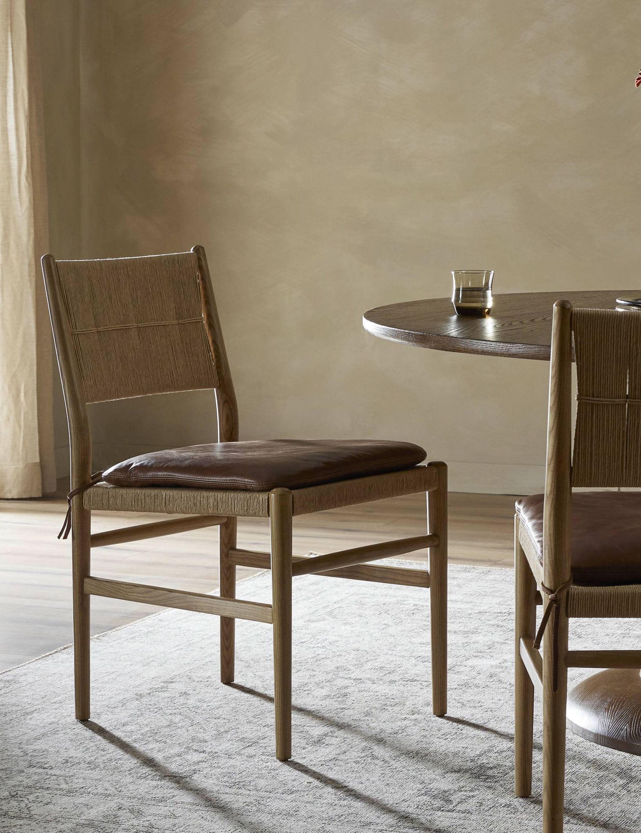 Dara Dining Chair by Amber Lewis x Four Hands - Modern Wooden Dining Chair with Upholstered Seat - Perfect for Kitchen, Dining Room, and Home Office