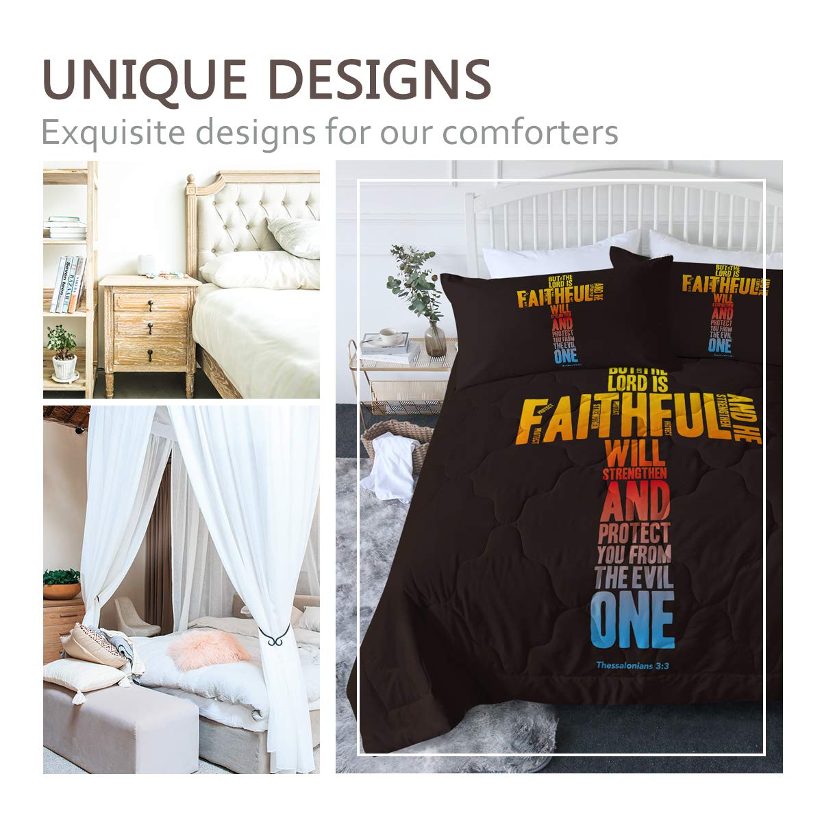 BlessLiving Religious Comforter Set - Faith-Inspired Bible Verse Bedding Collection | 3-Piece Twin/Twin XL Bedspread | Soft, Comfortable & Machine Washable | Perfect for Christian Home Decor, Prayer Rooms & Spiritual Gifts for Men & Women