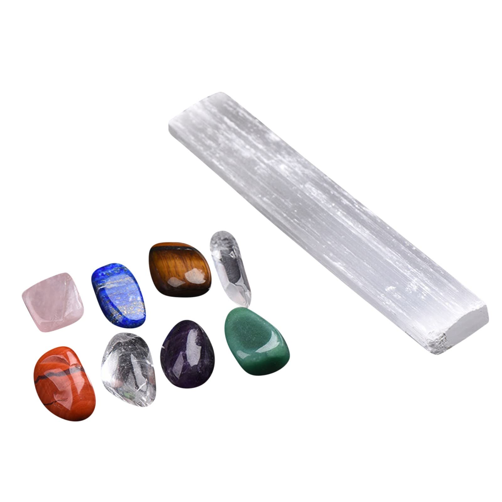 Natural Stone Crystal Jewelry Set for Women - Yoga Chakra Healing Gypsum Crushed Stone Pendant Necklace & Earrings Set, Silver Plated Formal Wear (Multicolor, One Size) | Perfect for Meditation, Yoga Practice, Spiritual Healing and Special Occasions