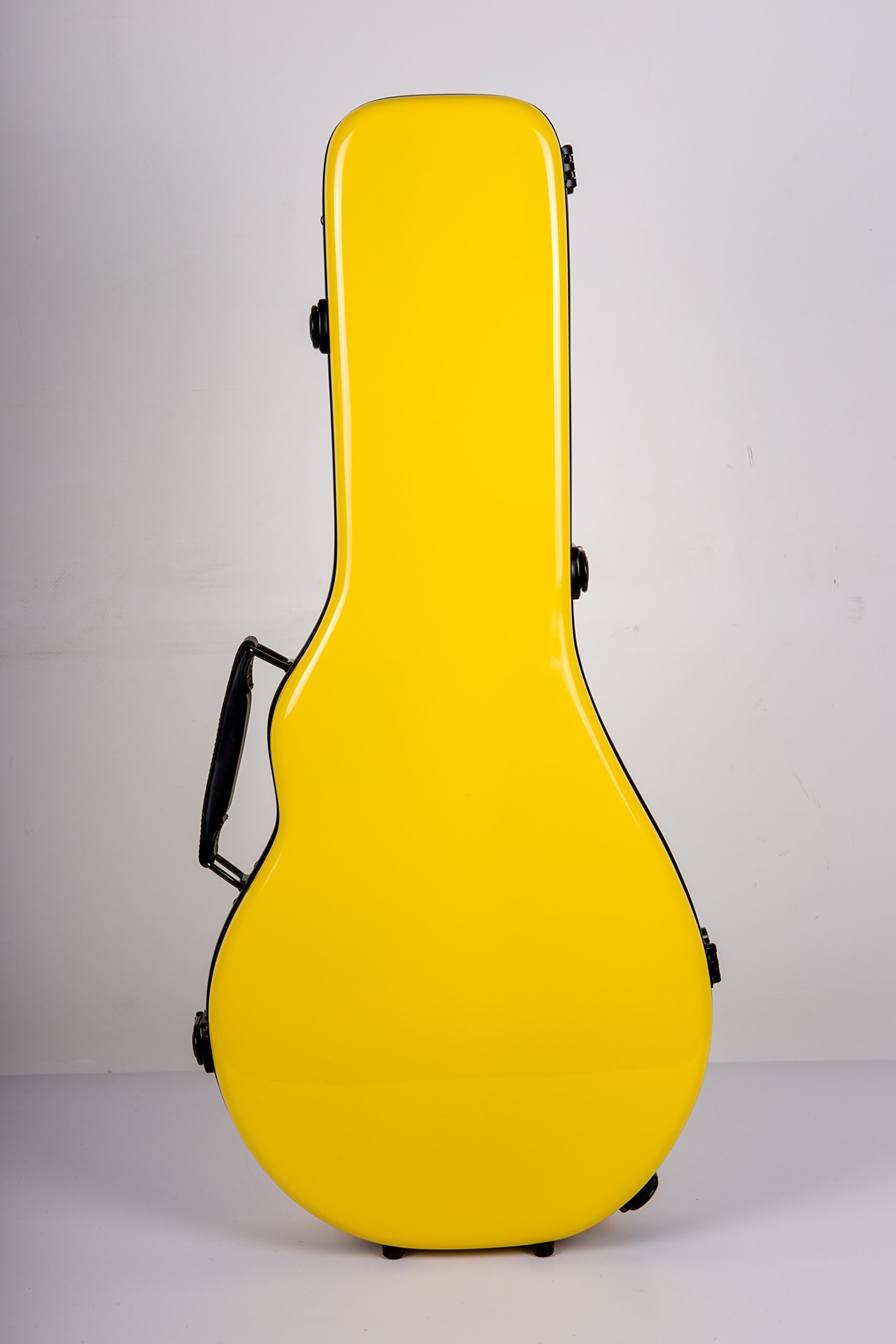 Crossrock F Style & A Style Mandolin Hard-Shell Fiberglass Case with Padded Backpack Straps - Yellow | Durable Protection for Travel, Performances & Storage