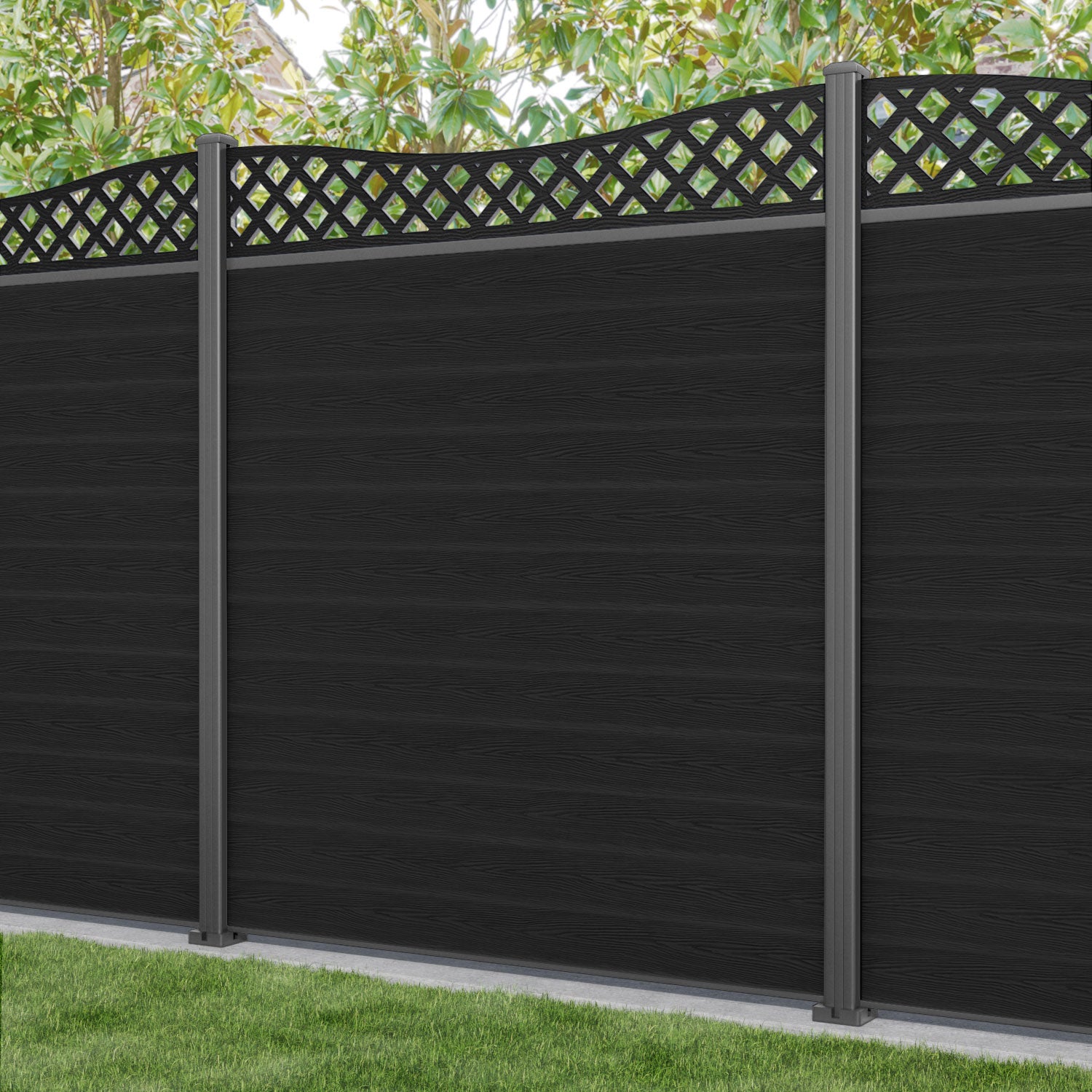 Classic Low Wave Fence Panel - Black Aluminum Fence with Heavy Duty Posts | Perfect for Backyard, Garden, and Pool Security | Outdoor Decorative Fencing Solution