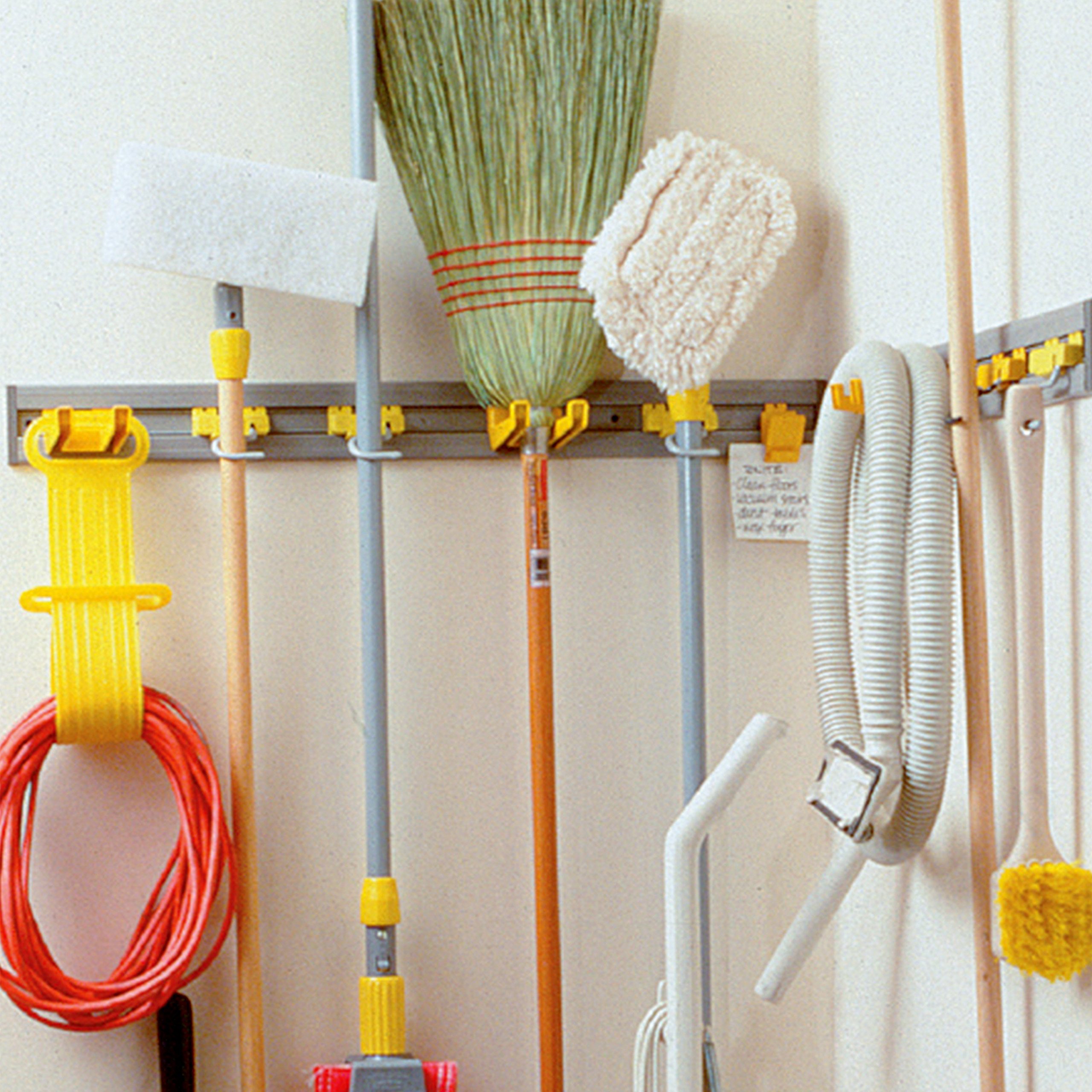 Rubbermaid Commercial 34-Inch Wall Mount Organizer - Heavy Duty Broom Holder, Brush & Dustpan Storage for Home, Garage, and Utility Room Organization