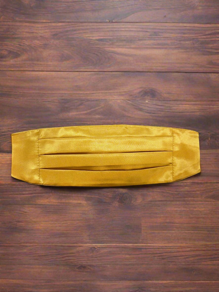 Elegant Metallic Gold Satin Cummerbund for Weddings, Prom & Formal Events - Adjustable Waistband for Men & Women