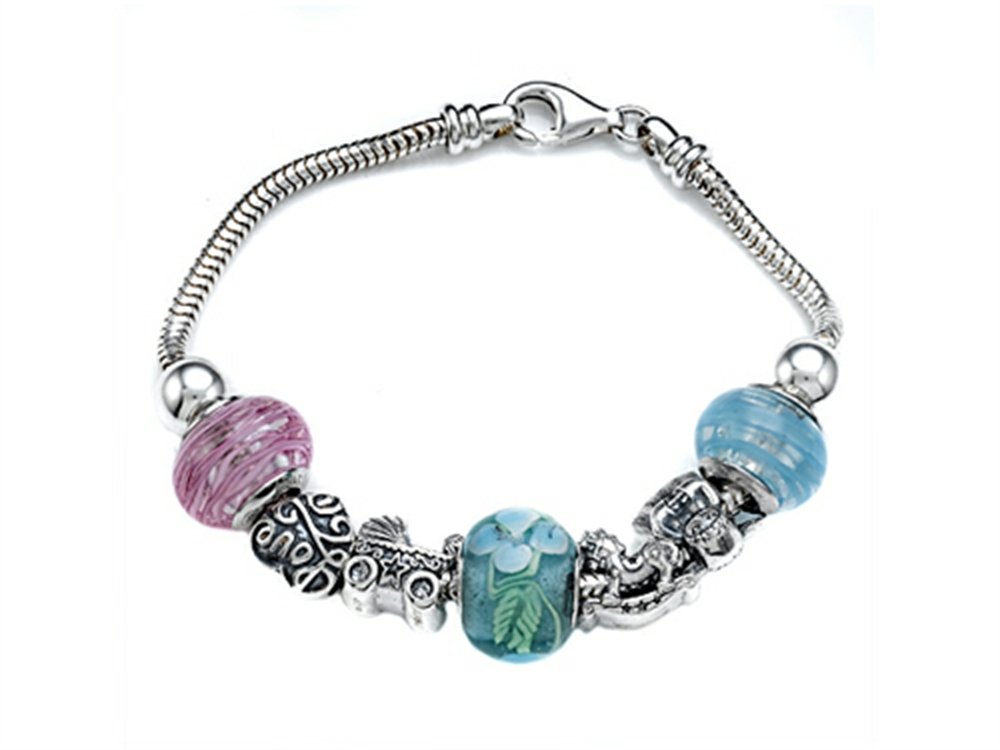 Sterling Silver Baby Shower Bracelet with 7 Beads - Perfect Gift for New Moms & Baby Showers - Elegant Jewelry for Special Occasions