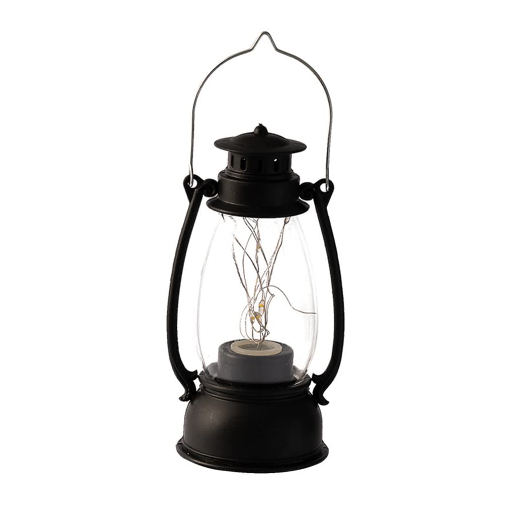 OSALADI LED Lantern - Vintage Style Electric Flickering Oil Lamp, Battery Powered Portable Hanging Camping Light for Outdoor, Garden, Study & Desk Decor (Black) - Perfect for Camping, Emergency Lighting & Cozy Home Ambience