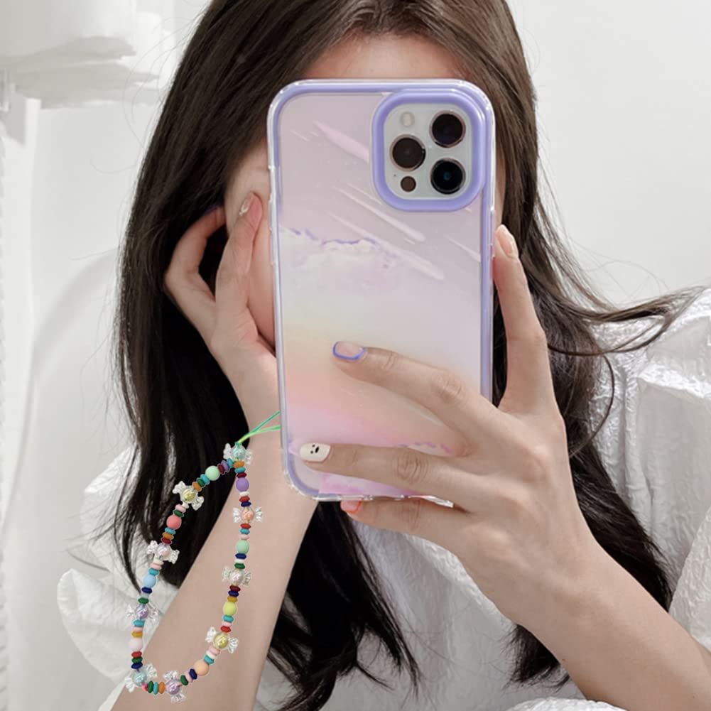 Kawaii Beaded Phone Charm with Pearls & Butterfly - Acrylic Phone Lanyard, Anti-Lost Wrist Strap for iPhone Samsung - Boho Style Accessory for Women Girls | Perfect for Work, School, Travel & Everyday Use