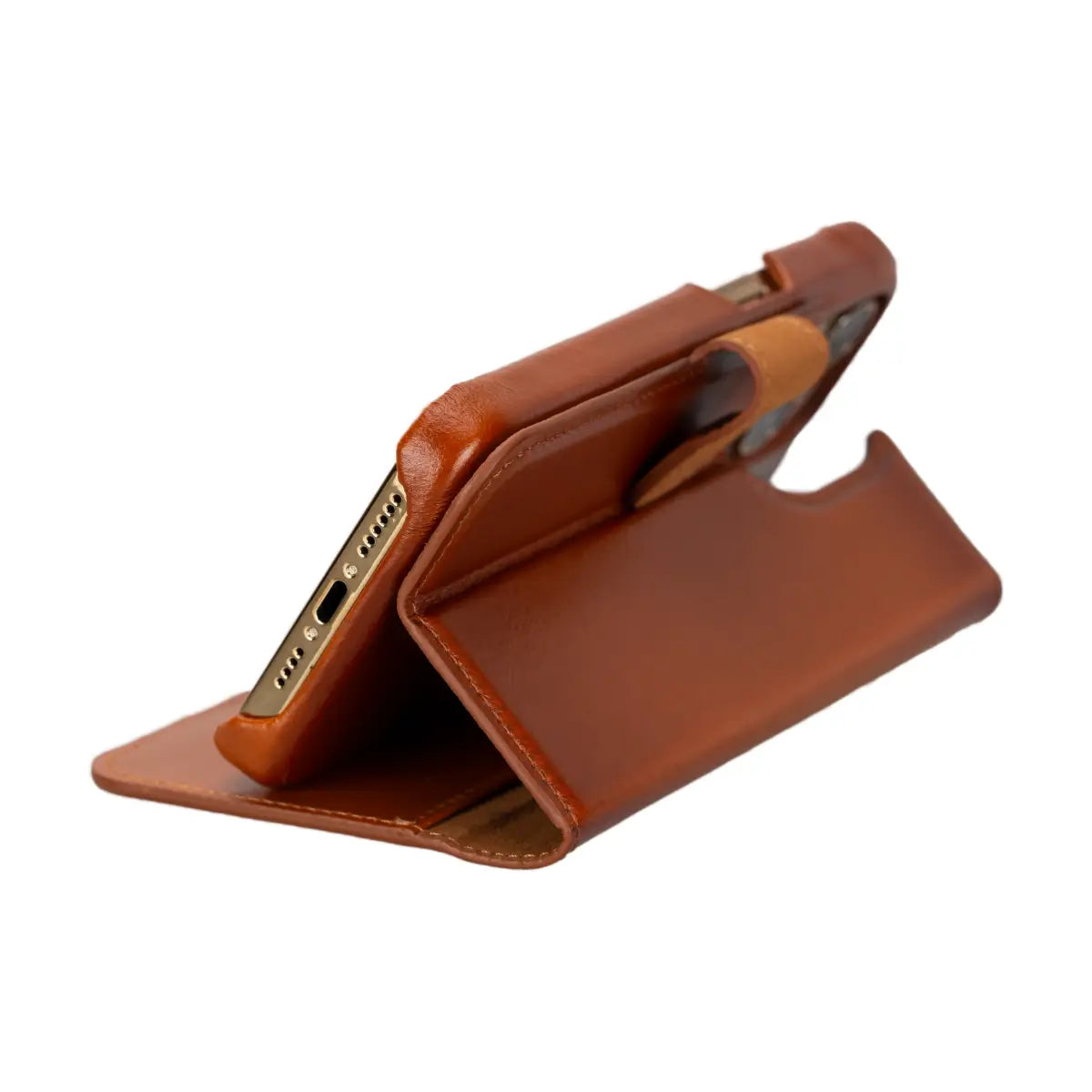Premium Burnished Tan Leather iPhone 15 Pro Max Wallet Case - Slim Protective Cover with Card Slots | Perfect for Business, Travel & Everyday Use
