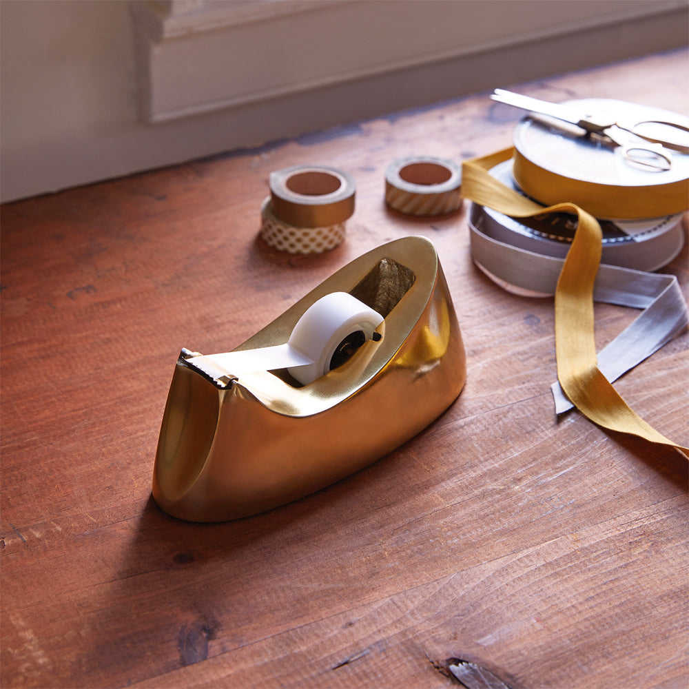 Premium Brass-Plated Tape Dispenser - Heavy Duty & Stylish for Office, Packaging, and Home Use