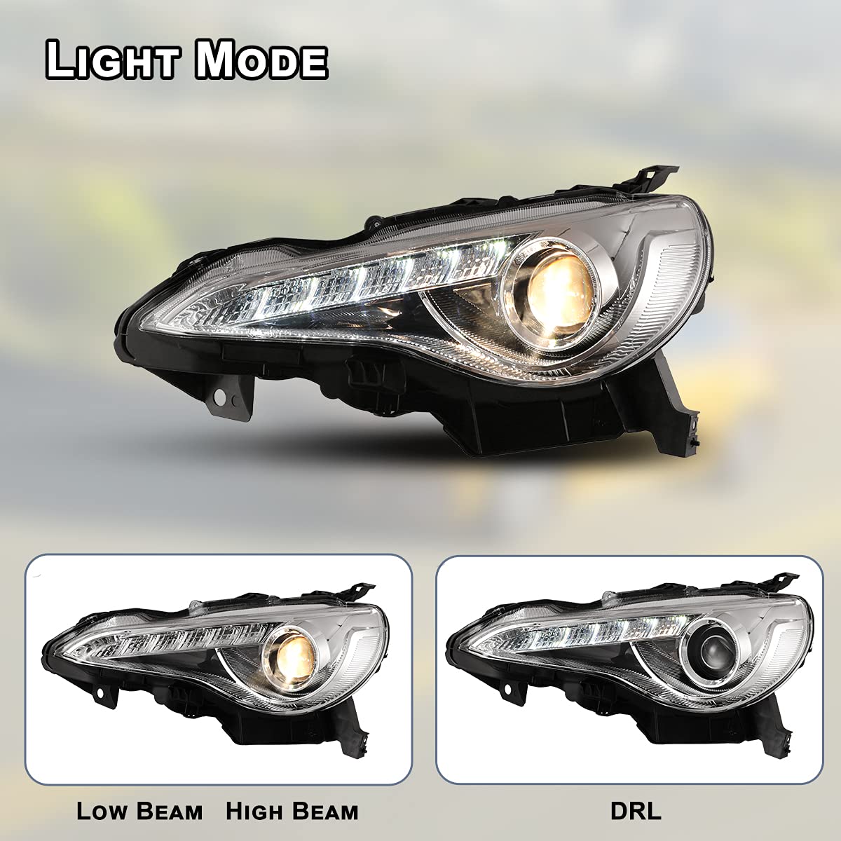 Nixon Offroad LED Headlights Assembly for 2013-2016 Scion FR-S & 2017-2020 Toyota 86 | High/Low Beam Headlight Pair with DRL for 2013-2020 Subaru BRZ | Left & Right Side Replacement | Perfect for Night Driving & Off-Road Adventures