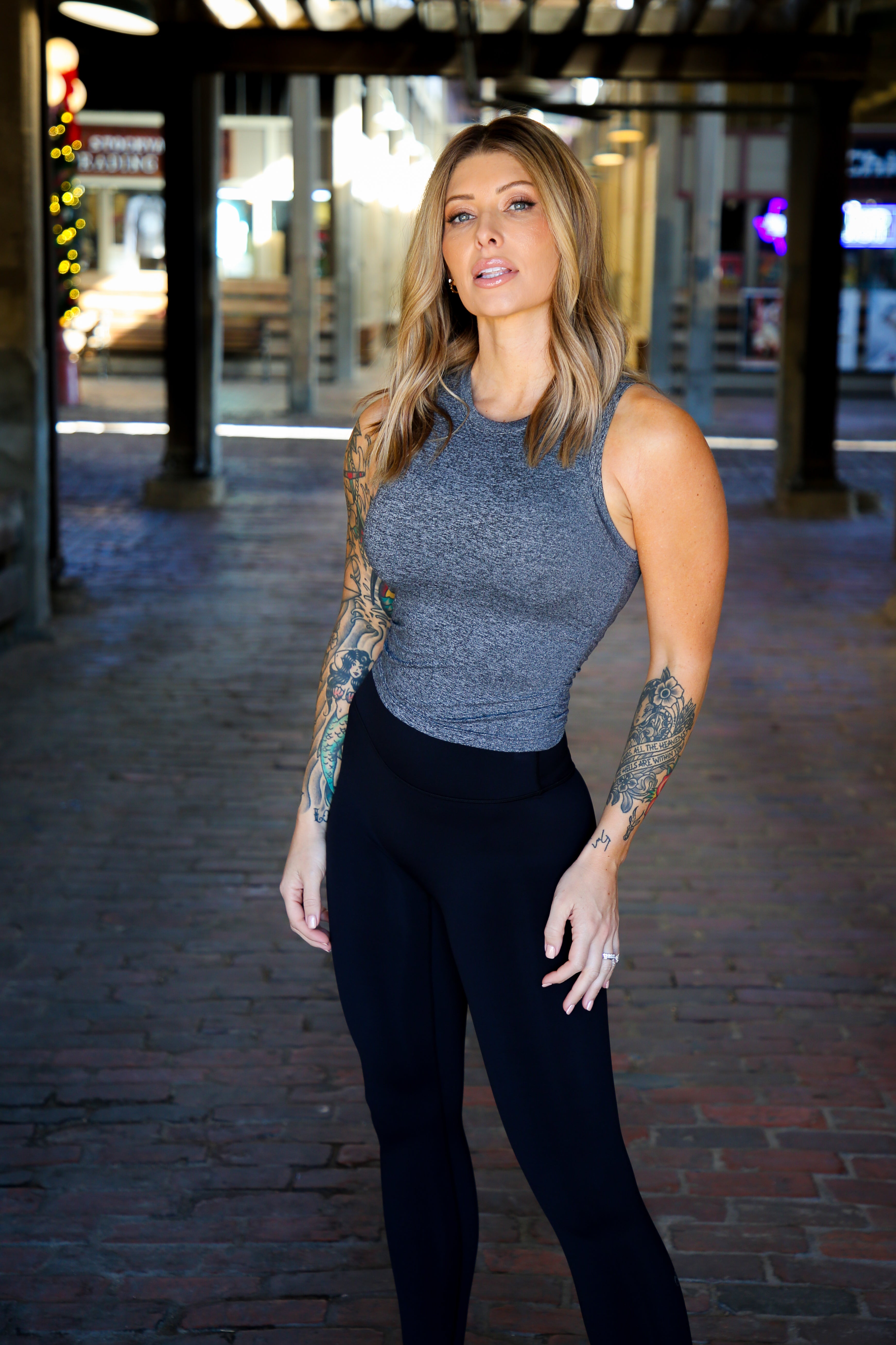 Waist Length Fitted Tank Top for Women - Soft Heather Gray Cotton Blend - Perfect for Layering, Yoga & Casual Wear