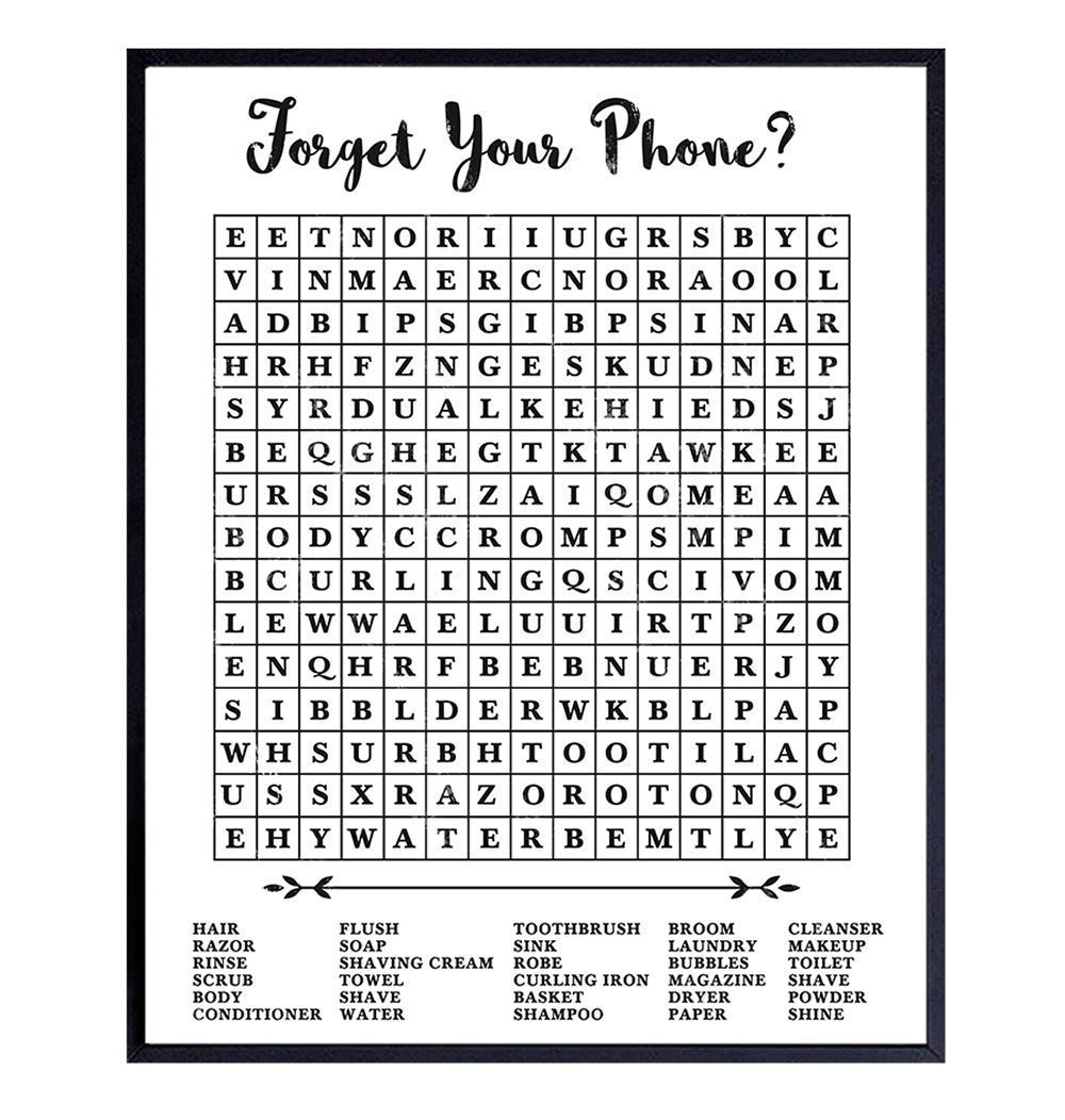 Funny Bathroom Sign - Forget Your Phone Wall Decor for Powder Rooms