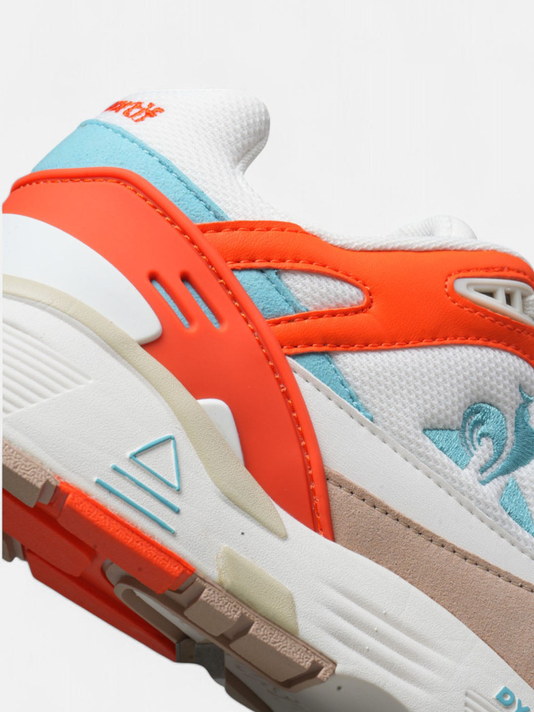Le Coq Sportif R1100 Pop Sneakers - White, Orange & Sky Blue | Running, Training & Casual Wear for Men & Women | Lightweight Comfort for Everyday Use