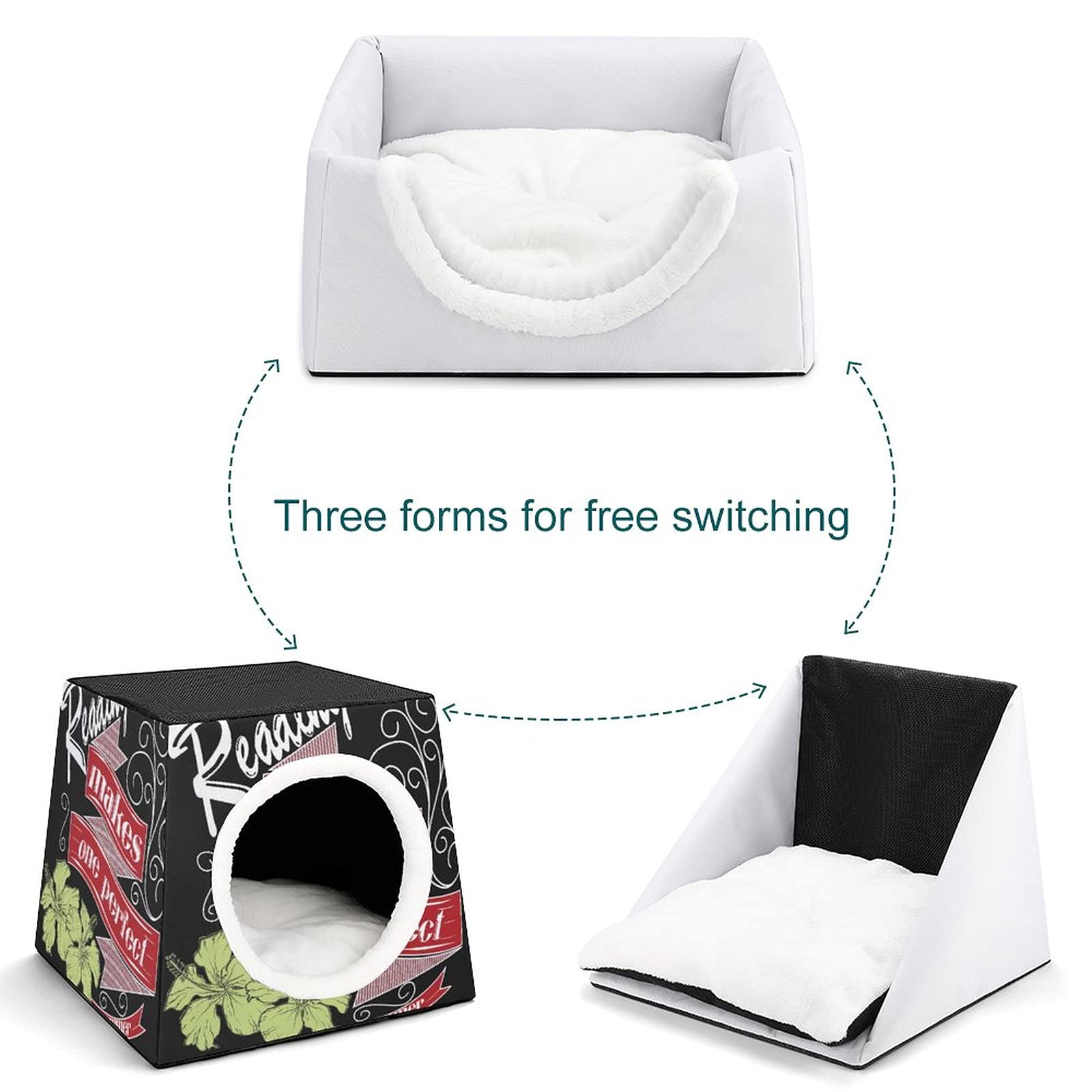 Hawaii Retro Flower Print 3-in-1 Cat House, Bed & Sofa - Indoor/Outdoor Kitty Shelter for Lounge, Play & Nap - Perfect for Home, Patio or Garden Use
