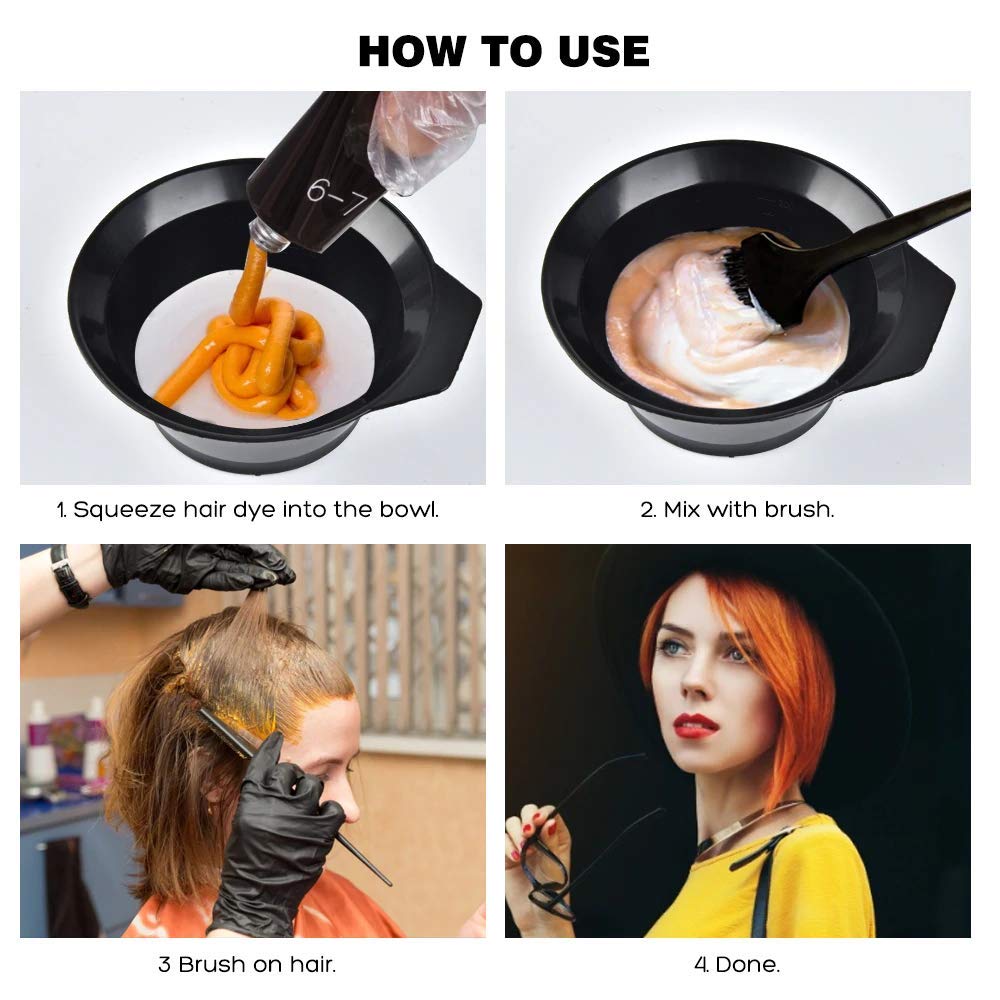 Professional Hair Color Brush & Mixing Bowl Set for DIY Hair Dyeing & Bleaching - Salon Quality Hair Coloring Kit with Bonus Hair Cutting Cape (1 Brush + Bowl) - Perfect for At-Home Hair Treatments & Salon Styling